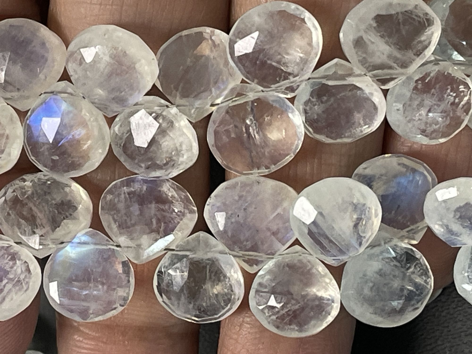 Rainbow Moonstone Heart Faceted
