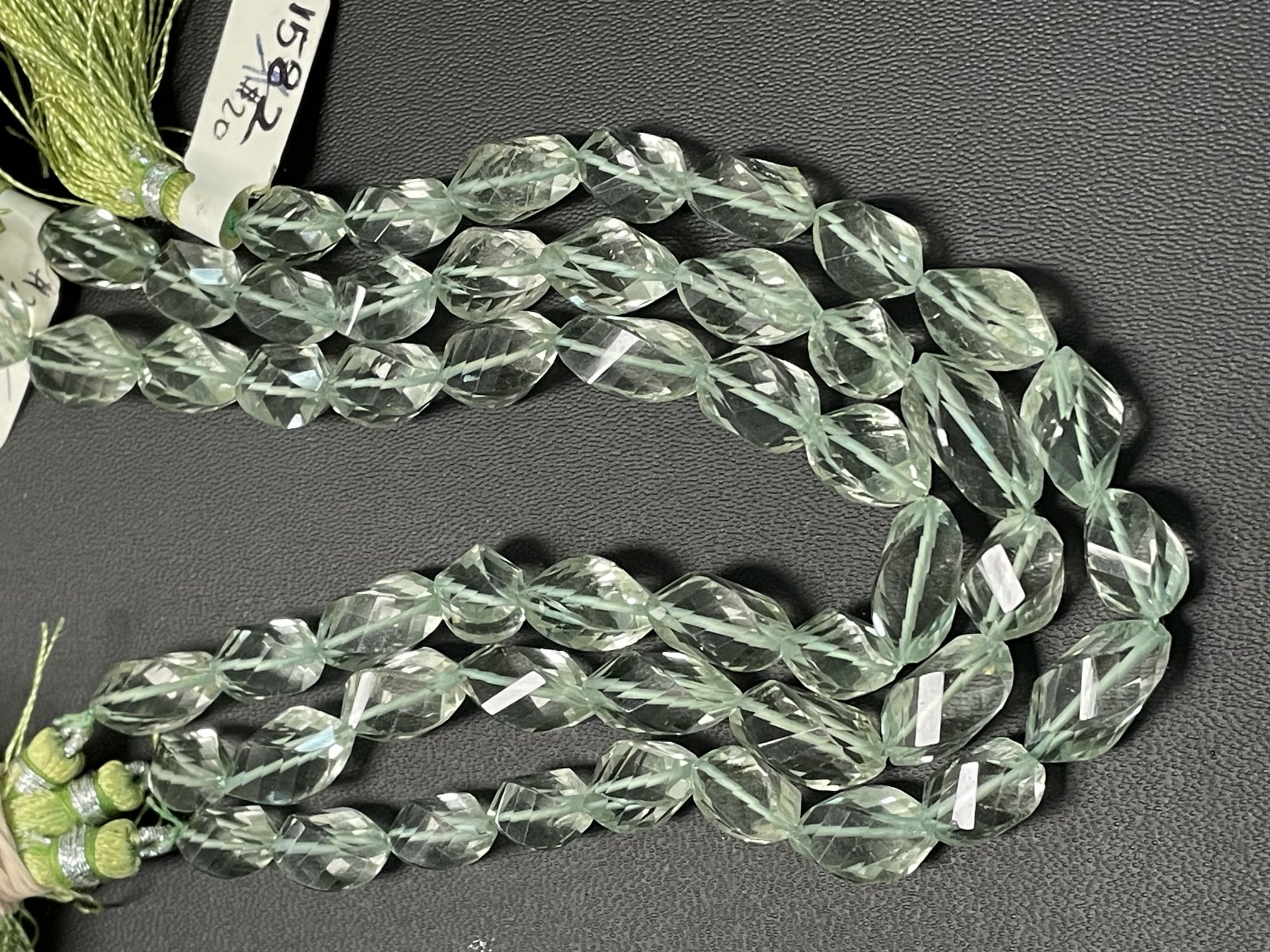 Green Amethyst Twisted Oval Faceted