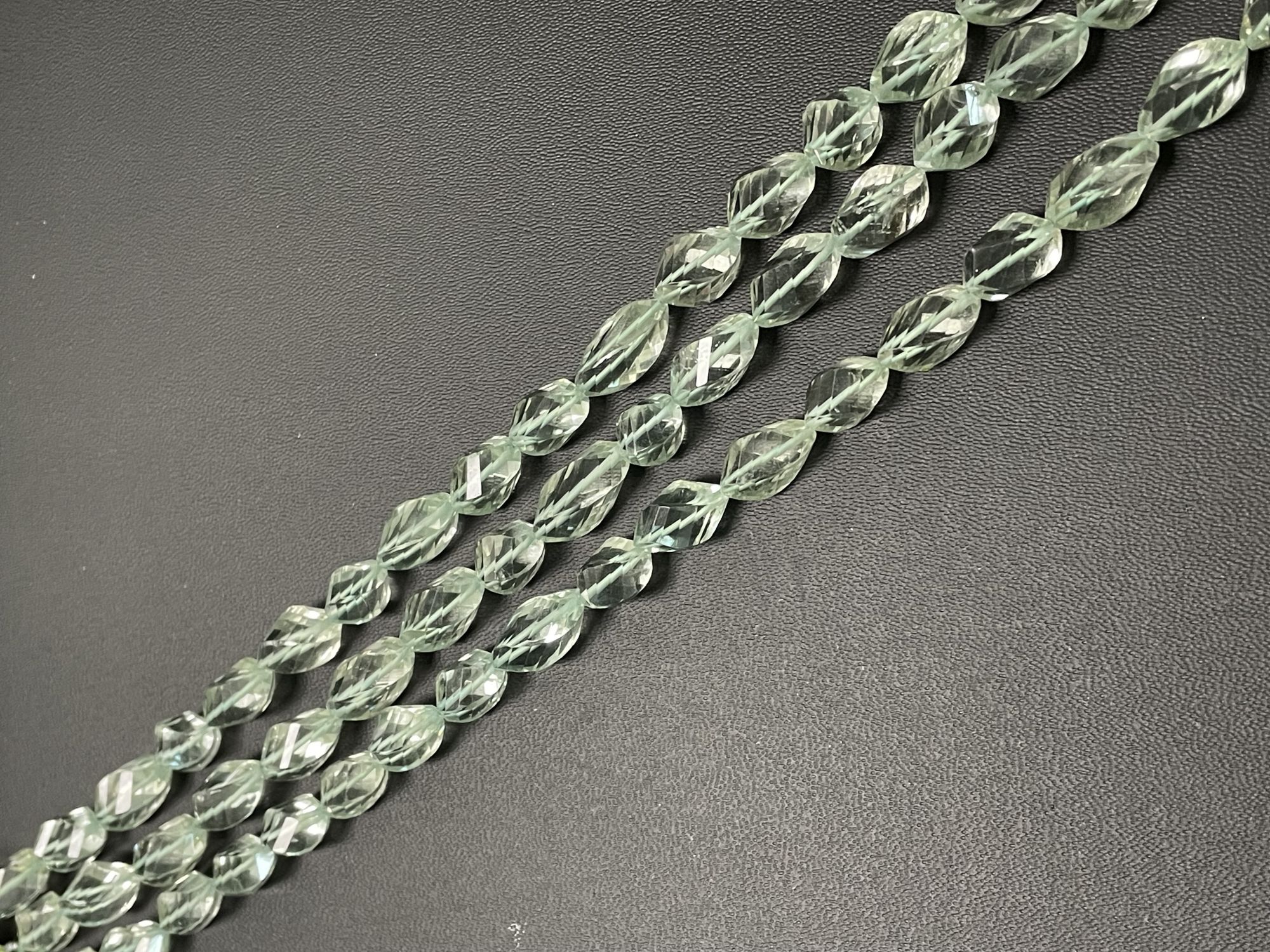 Green Amethyst Twisted Oval Faceted