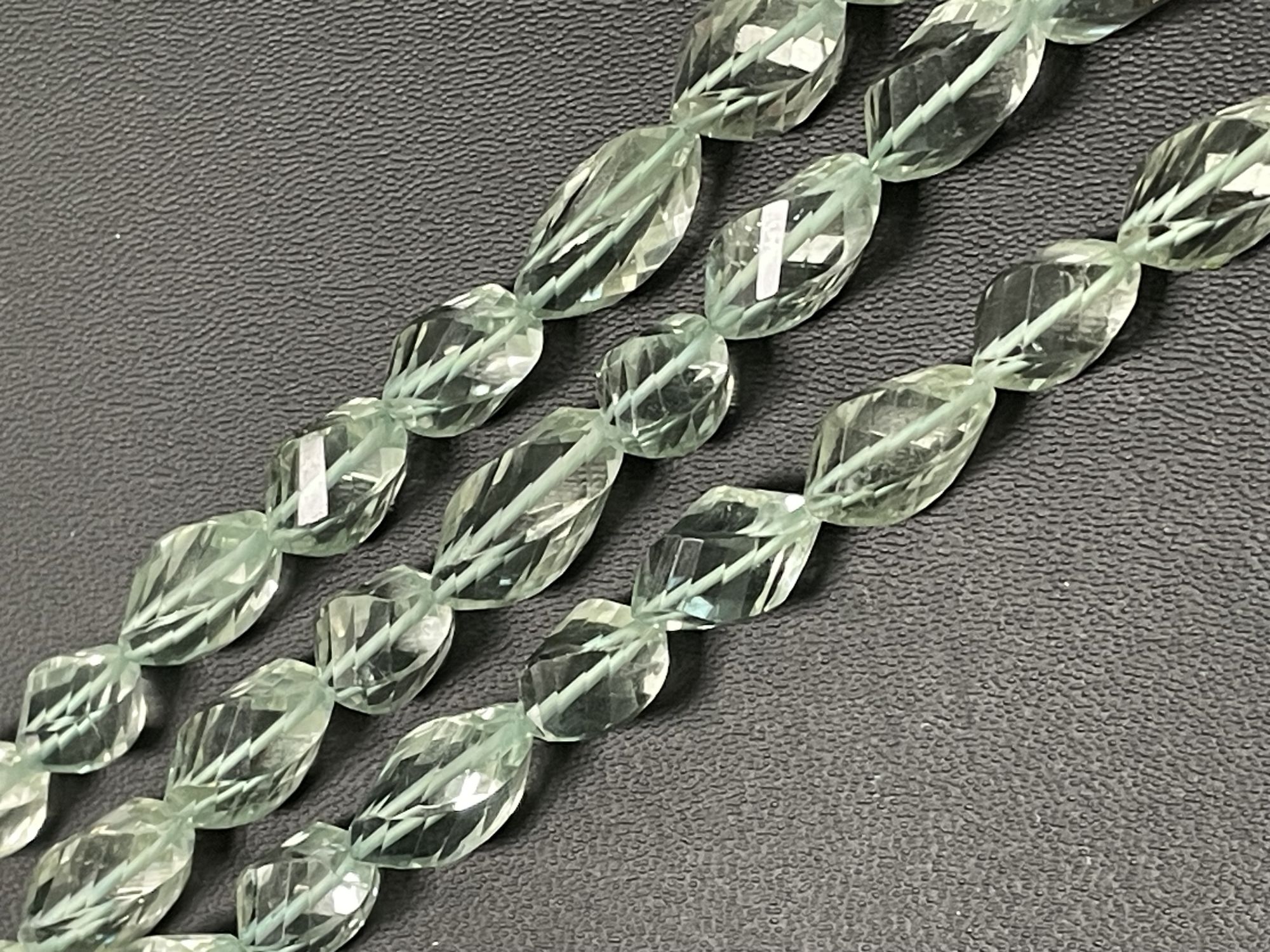 Green Amethyst Twisted Oval Faceted