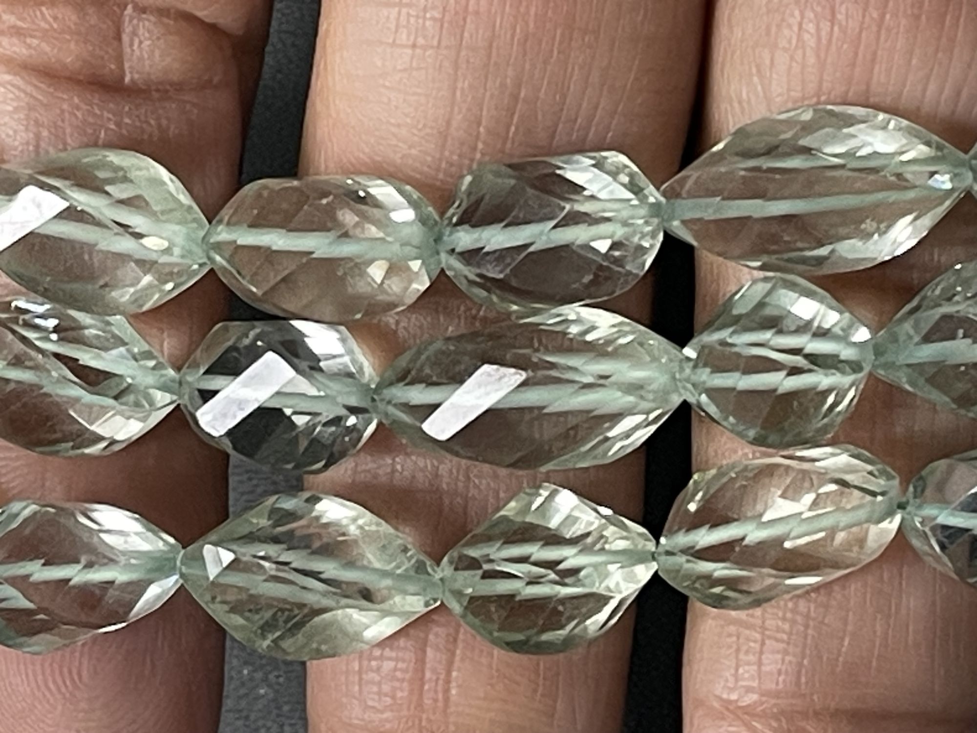 Green Amethyst Twisted Oval Faceted