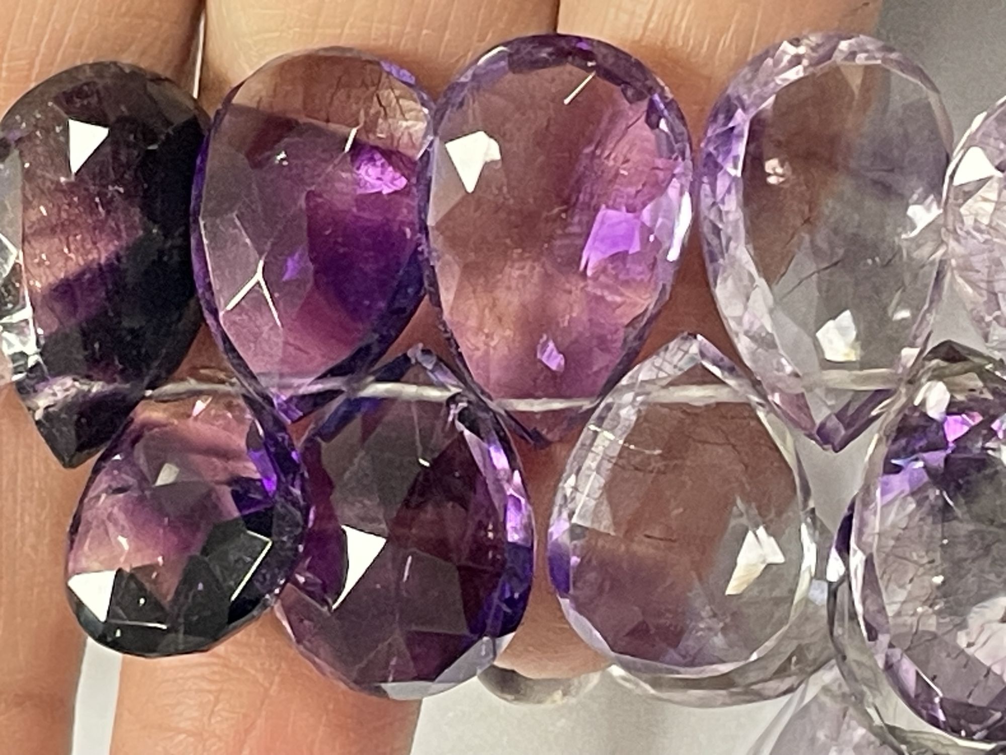 Purple Moss Amethyst Pear Faceted