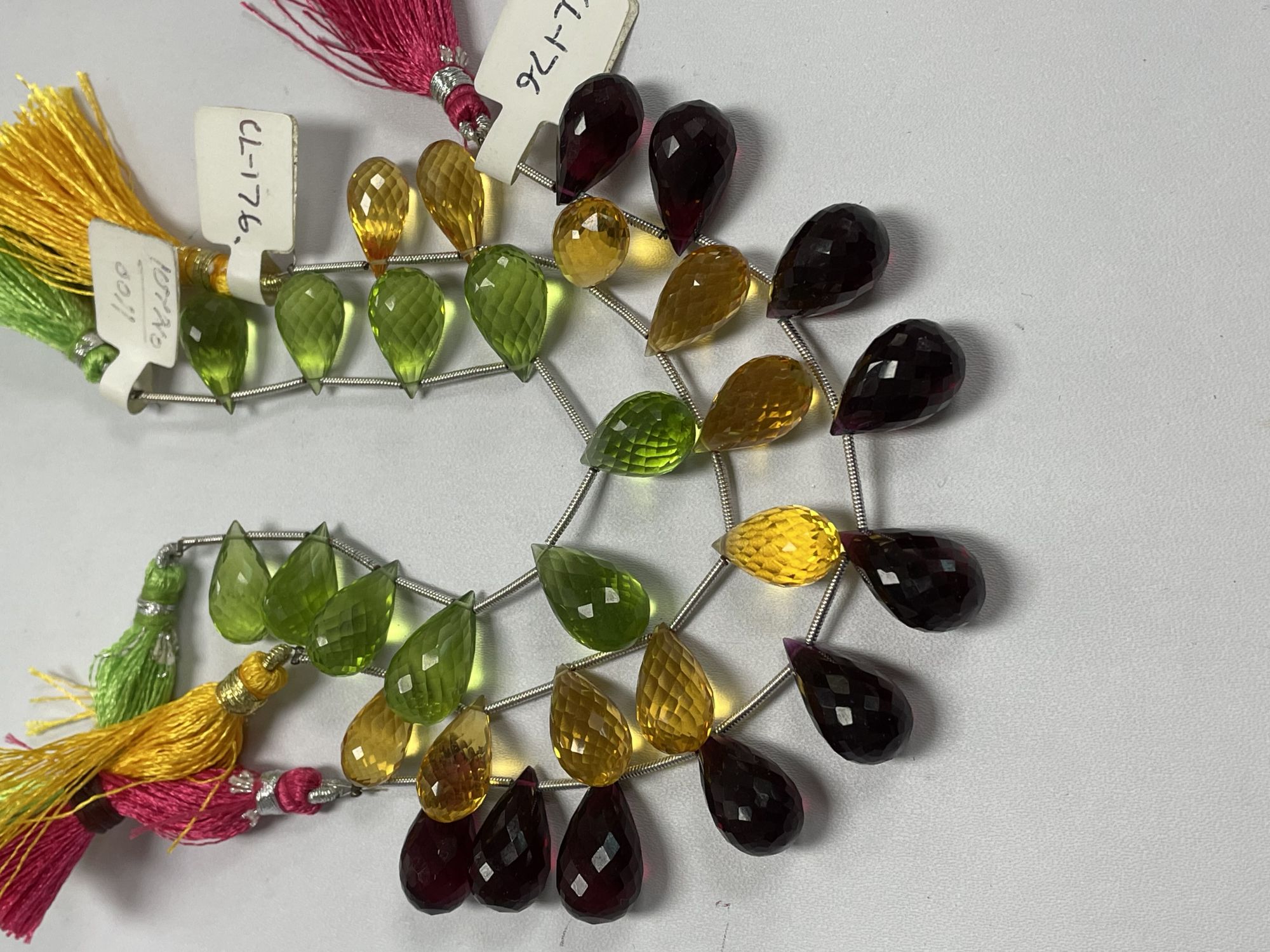Green Red Yellow Hydro Quartz Drop Faceted