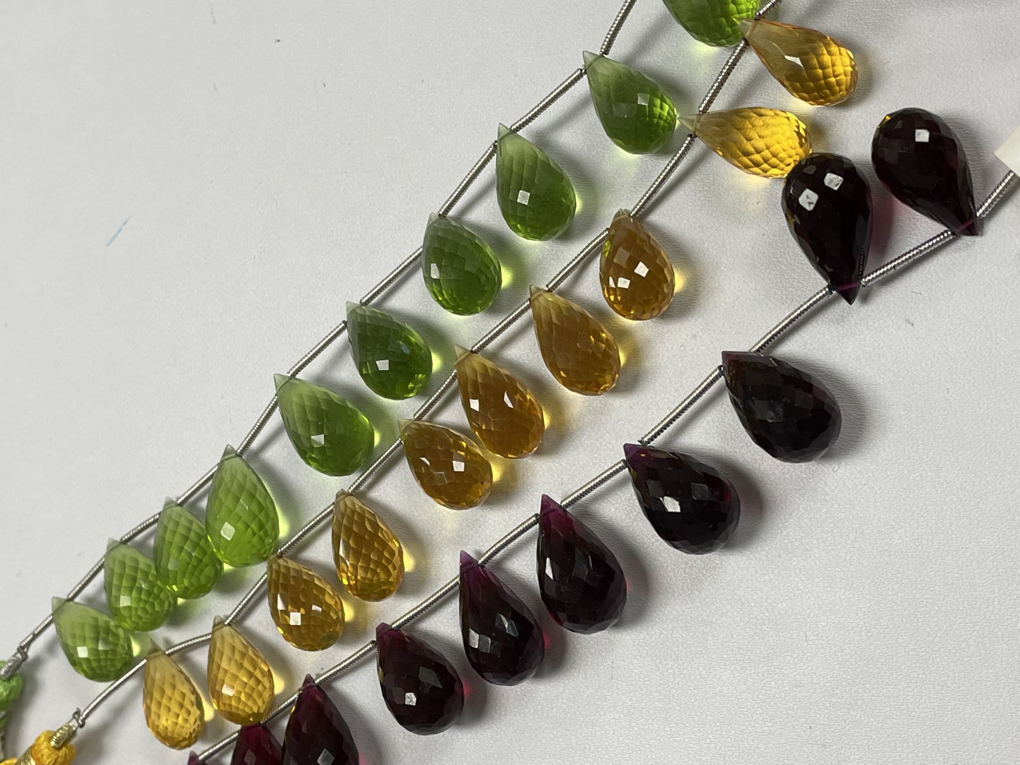 Green Red Yellow Hydro Quartz Drop Faceted