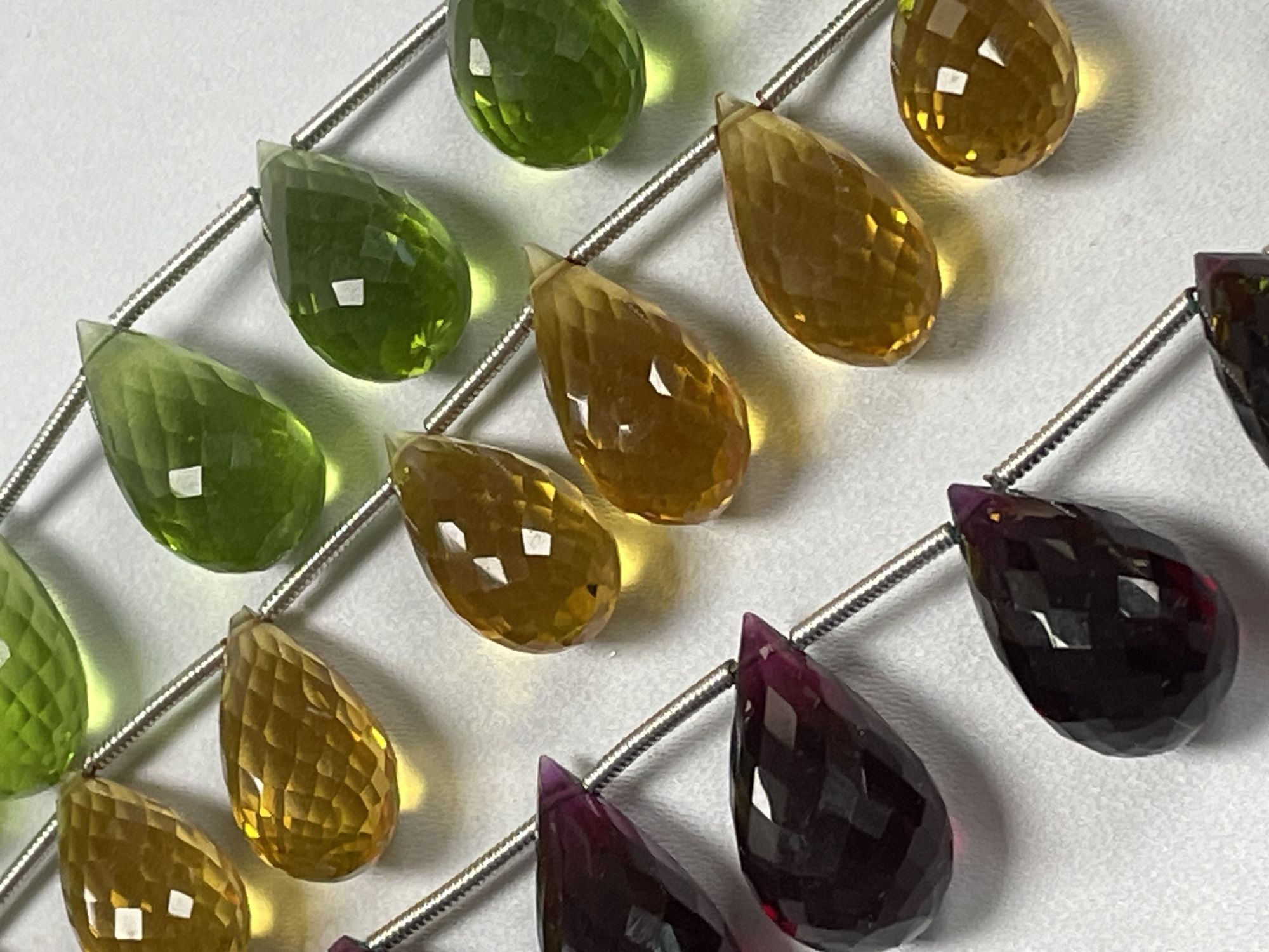Green Red Yellow Hydro Quartz Drop Faceted