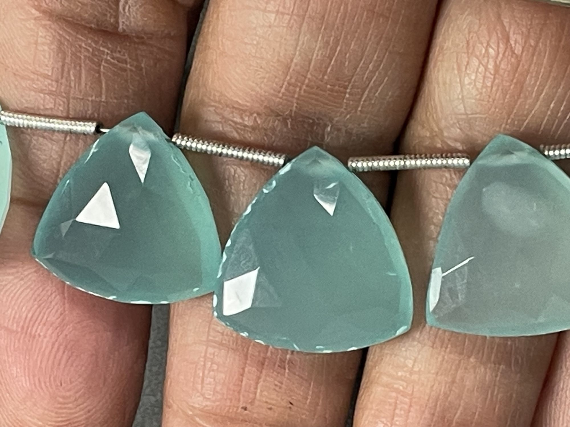 Aqua Chalcedony Trillion Faceted