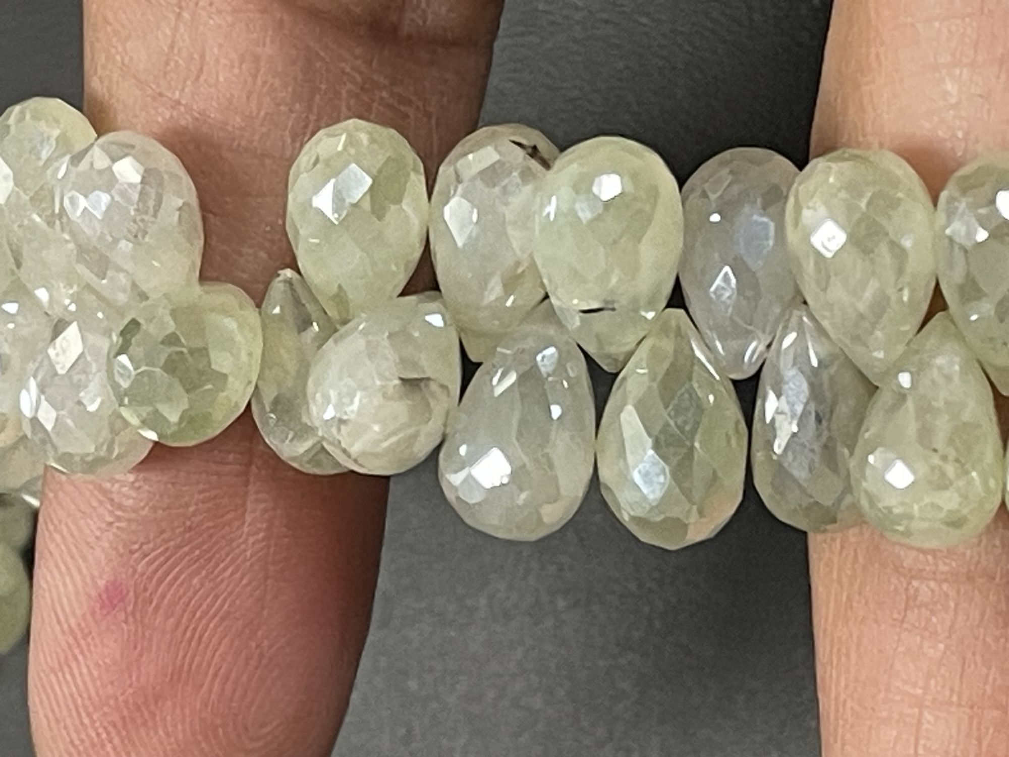 Green Mystic Prehnite Drop Faceted