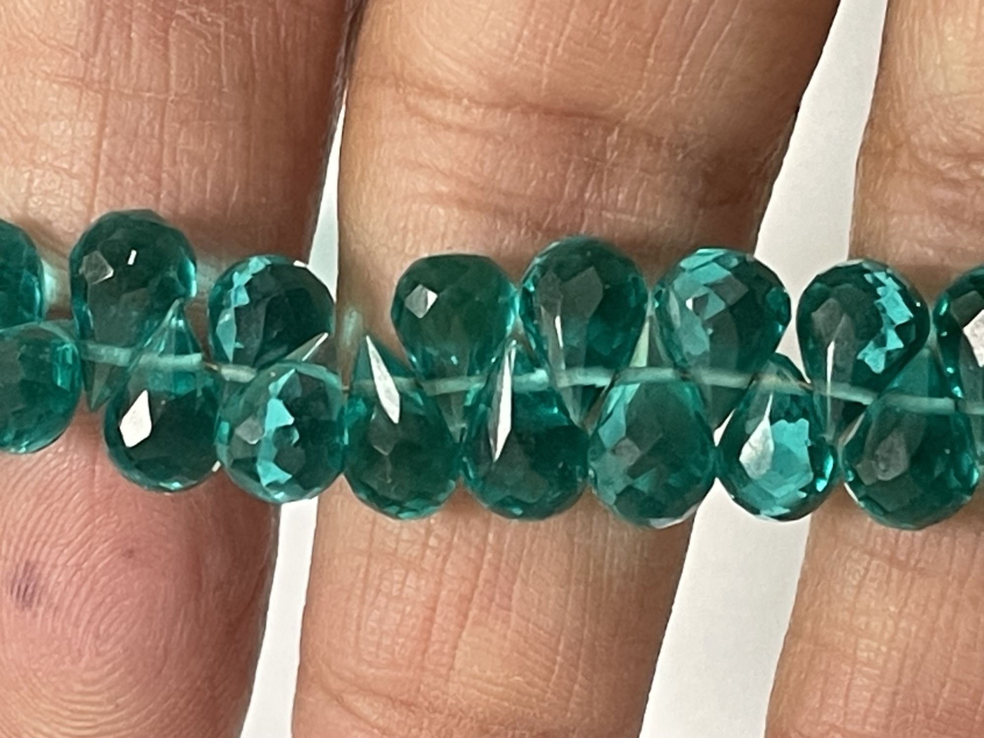 Teal Hydro Quartz Drop Faceted