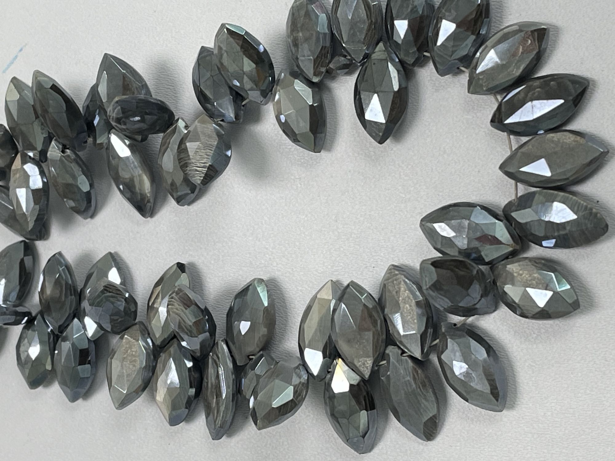 Grey Coated Moonstone Marquise Faceted