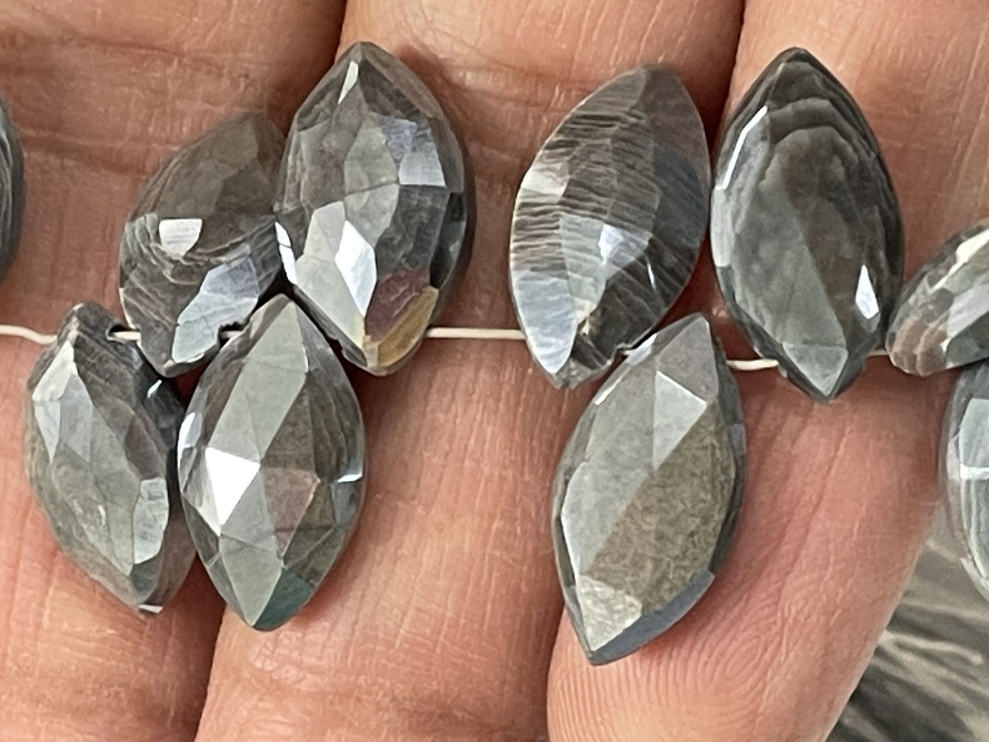 Grey Coated Moonstone Marquise Faceted