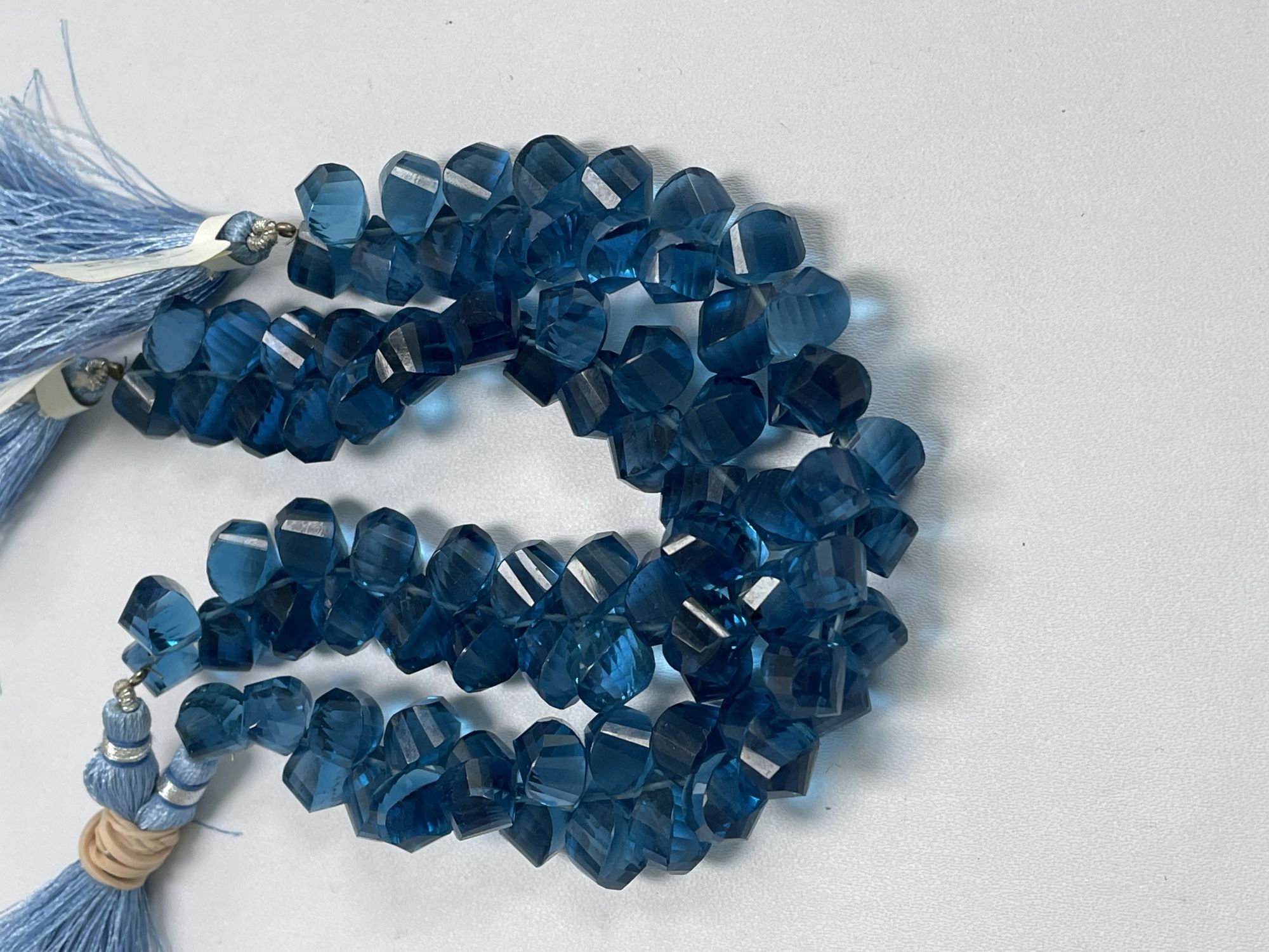 Blue Hydro Quartz Twisted Drop Faceted