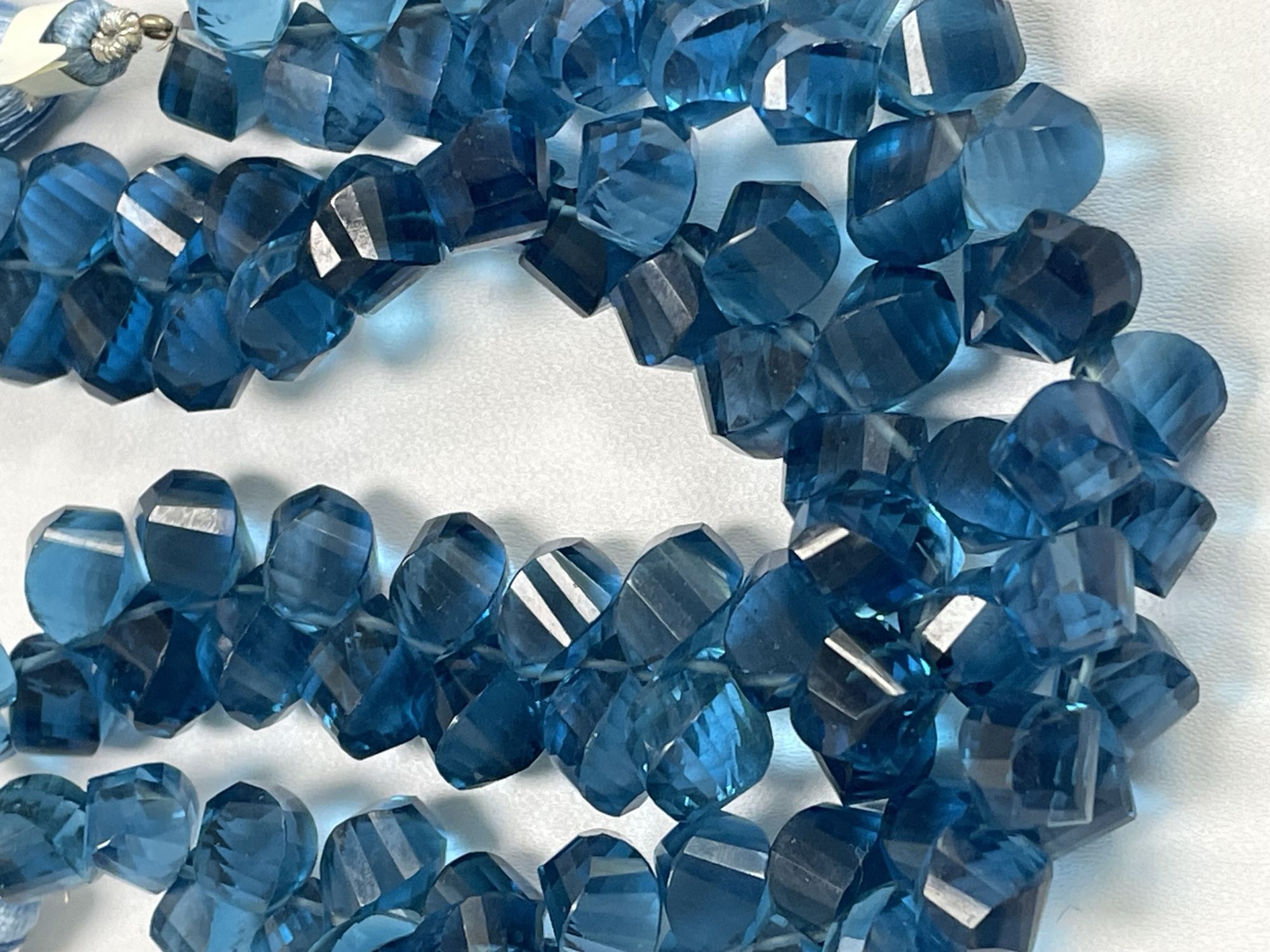 Blue Hydro Quartz Twisted Drop Faceted