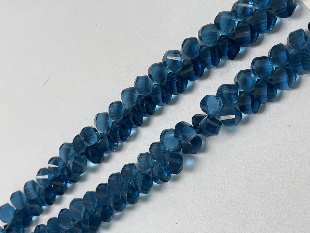 Blue Hydro Quartz Twisted Drop Faceted