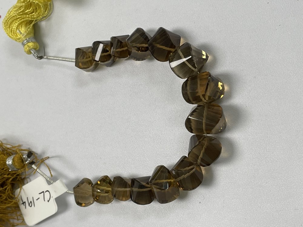 Brown Beer Whiskey Quartz Twisted Drop Faceted