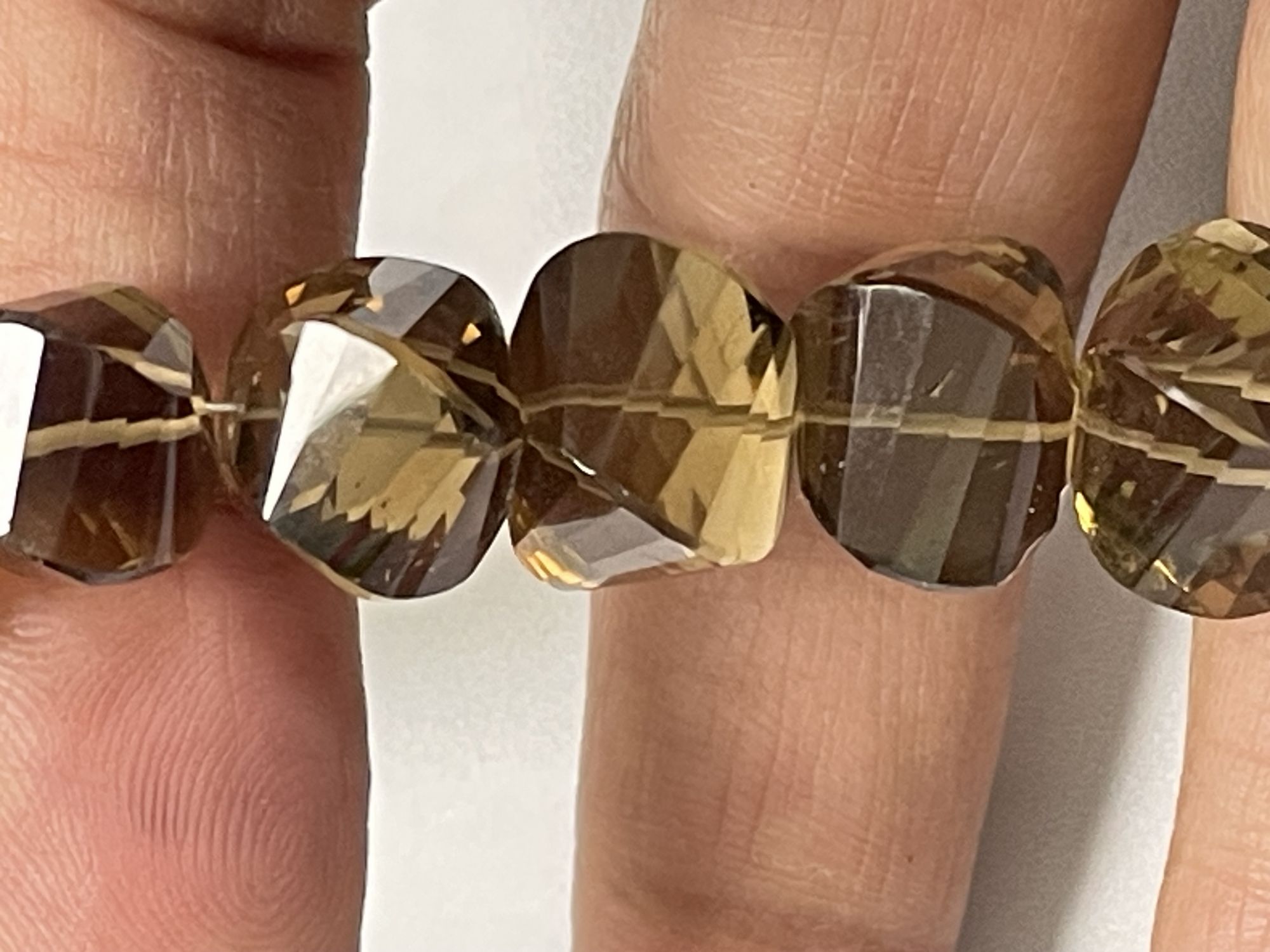 Brown Beer Whiskey Quartz Twisted Drop Faceted
