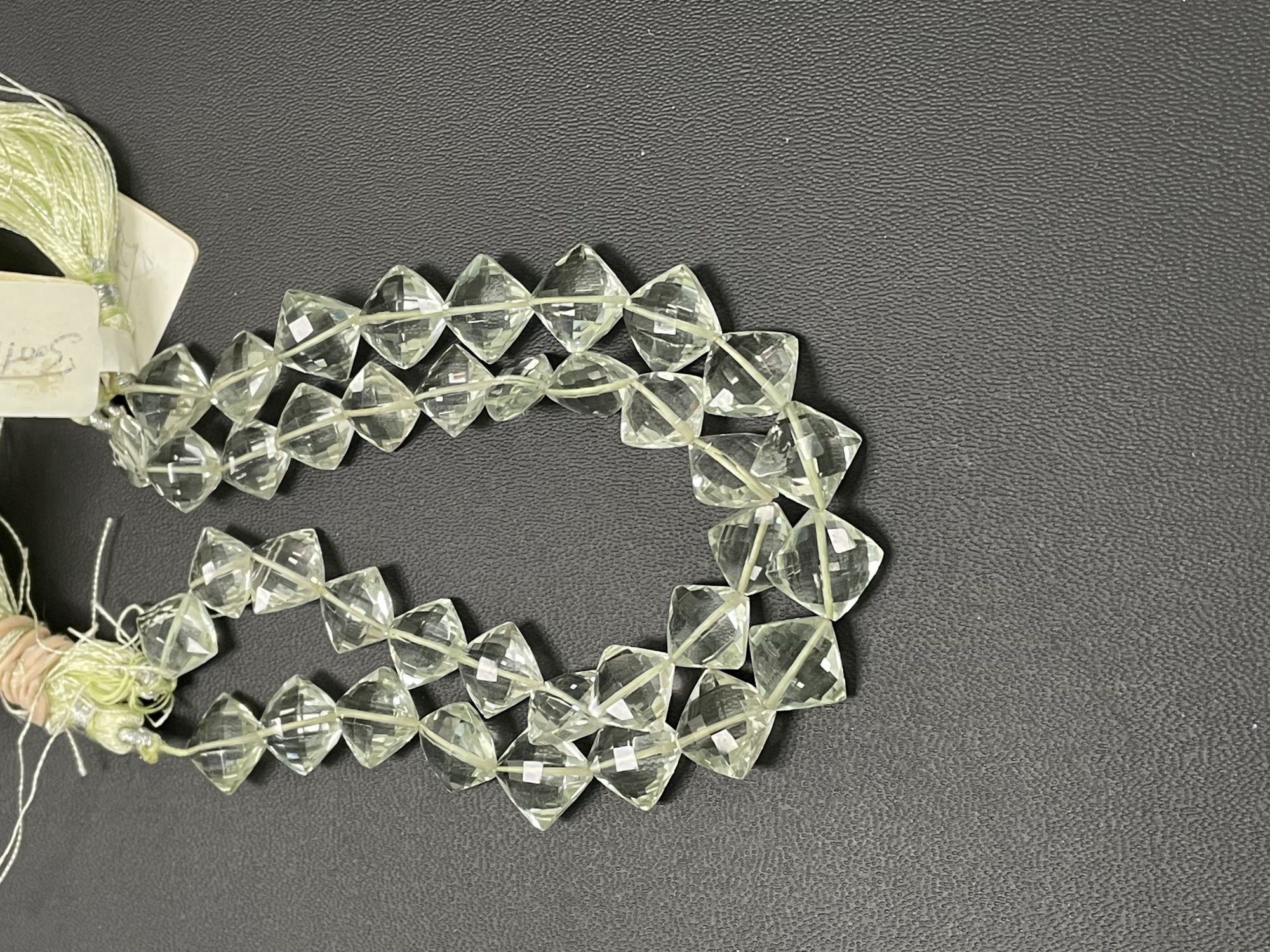 Green Amethyst Cushion Straight Drill Faceted