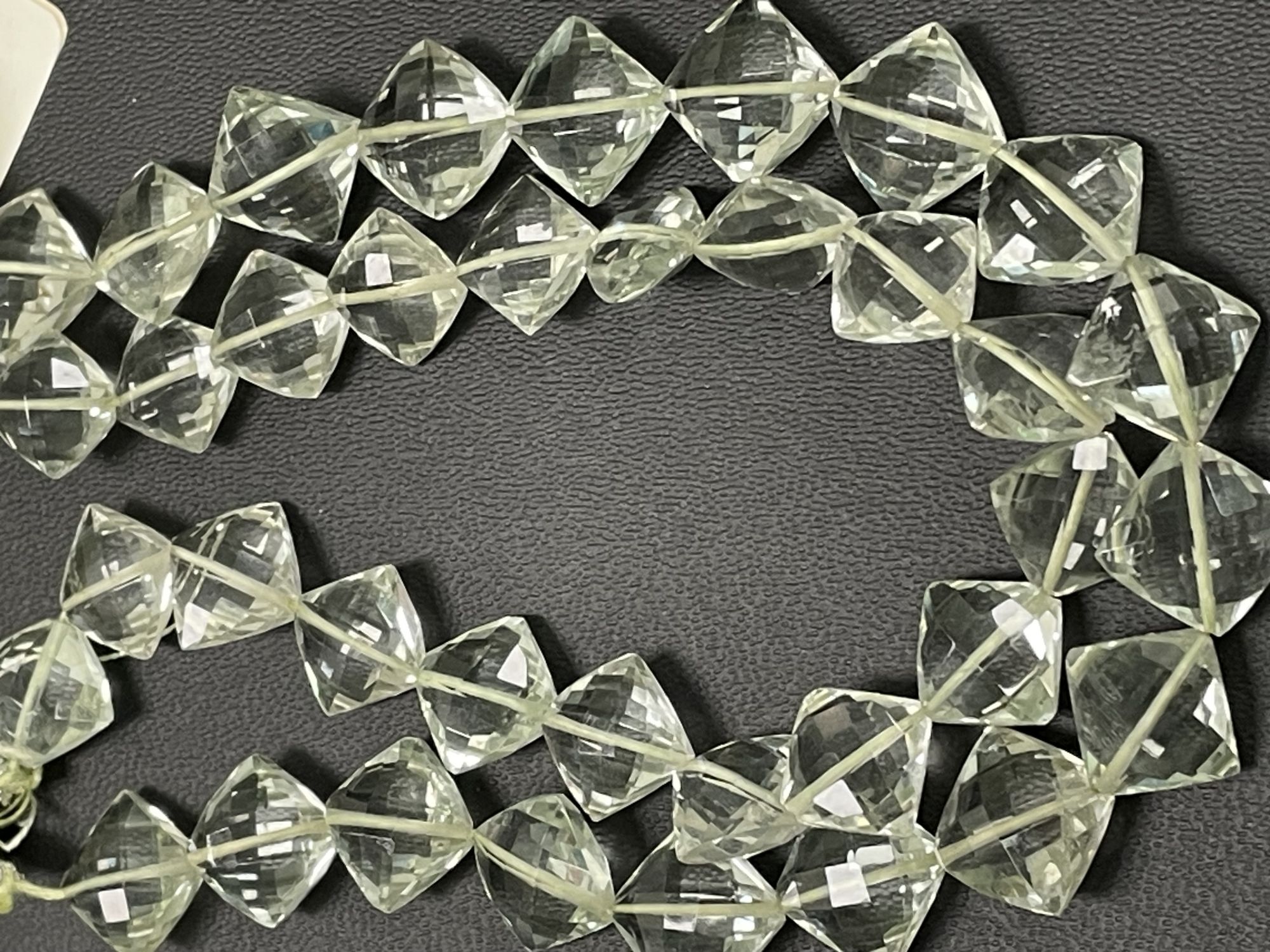 Green Amethyst Cushion Straight Drill Faceted