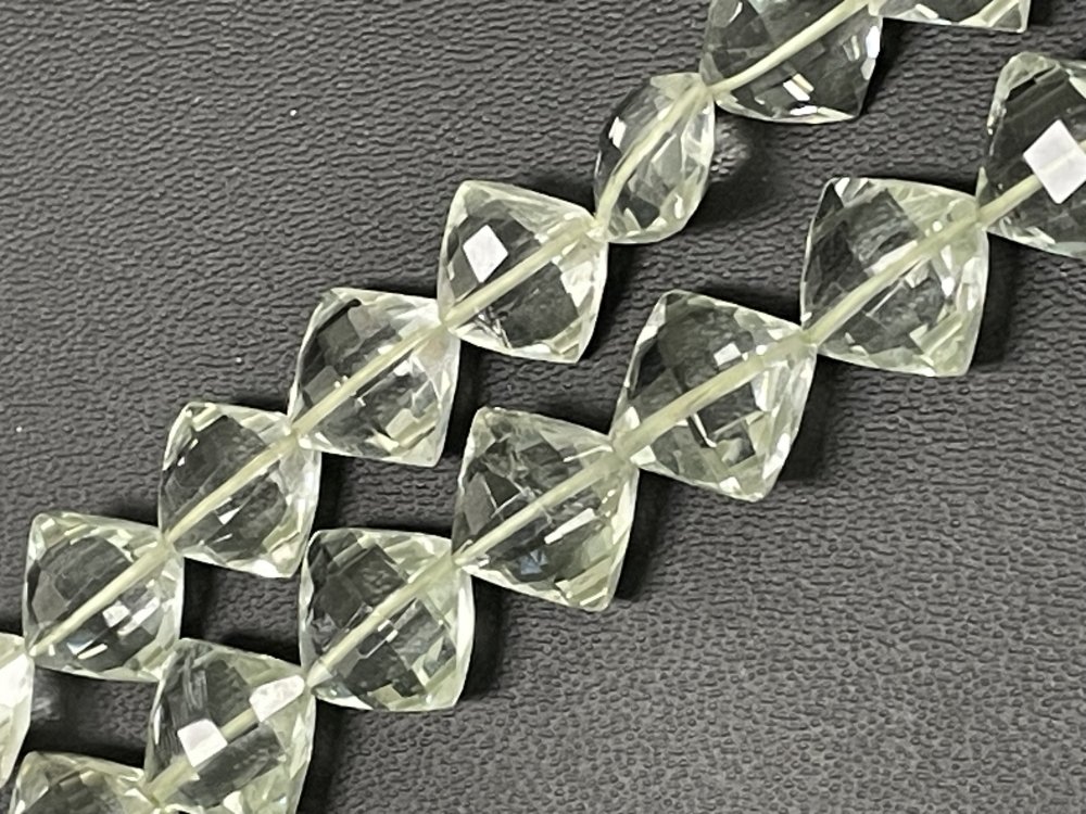 Green Amethyst Cushion Straight Drill Faceted