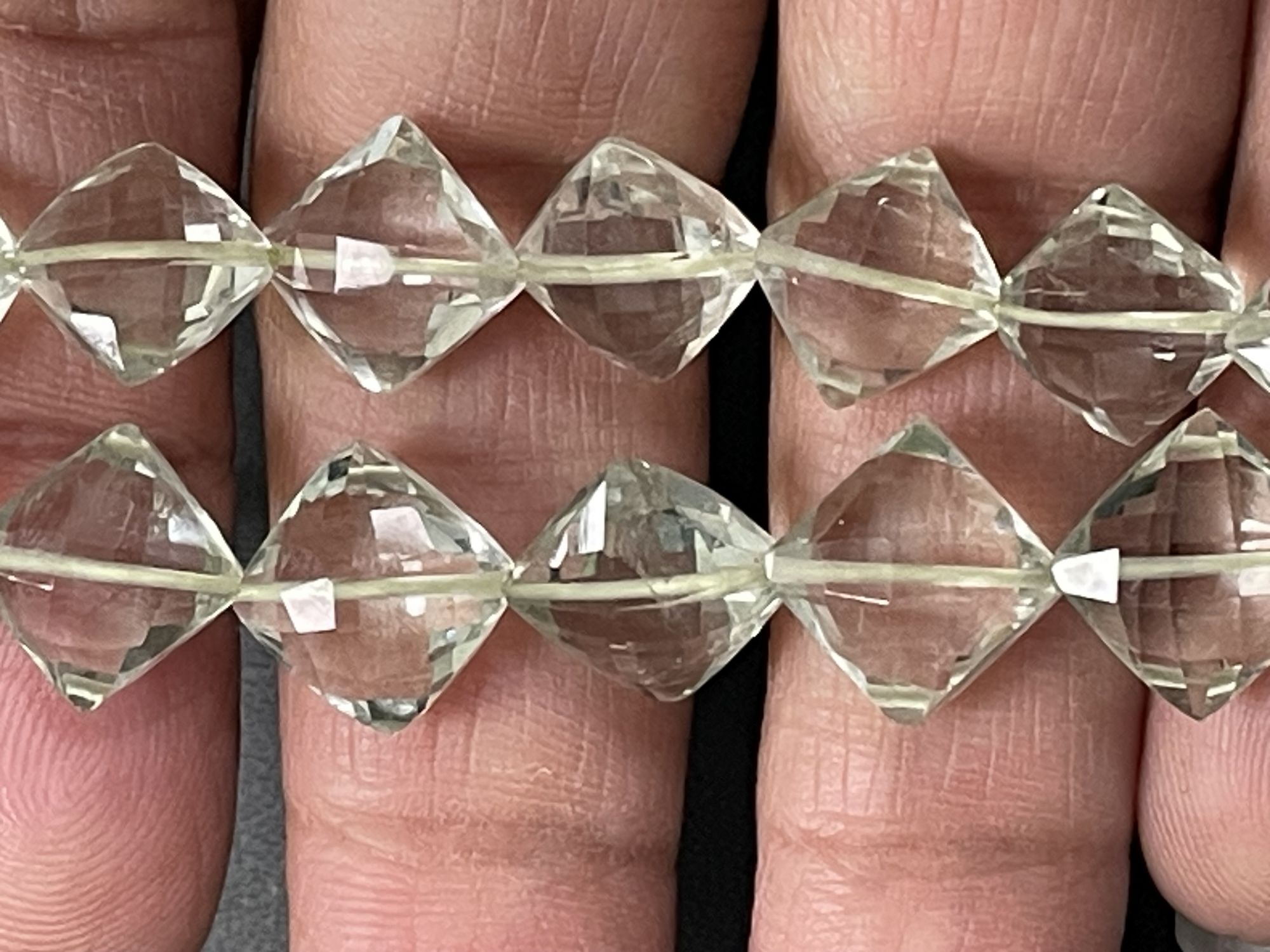 Green Amethyst Cushion Straight Drill Faceted