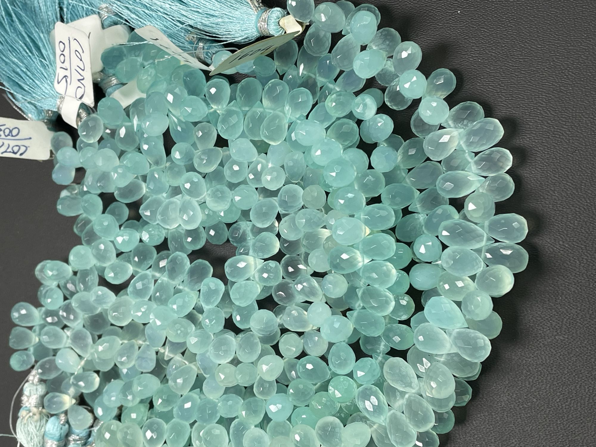 Aqua Chalcedony Drop Faceted
