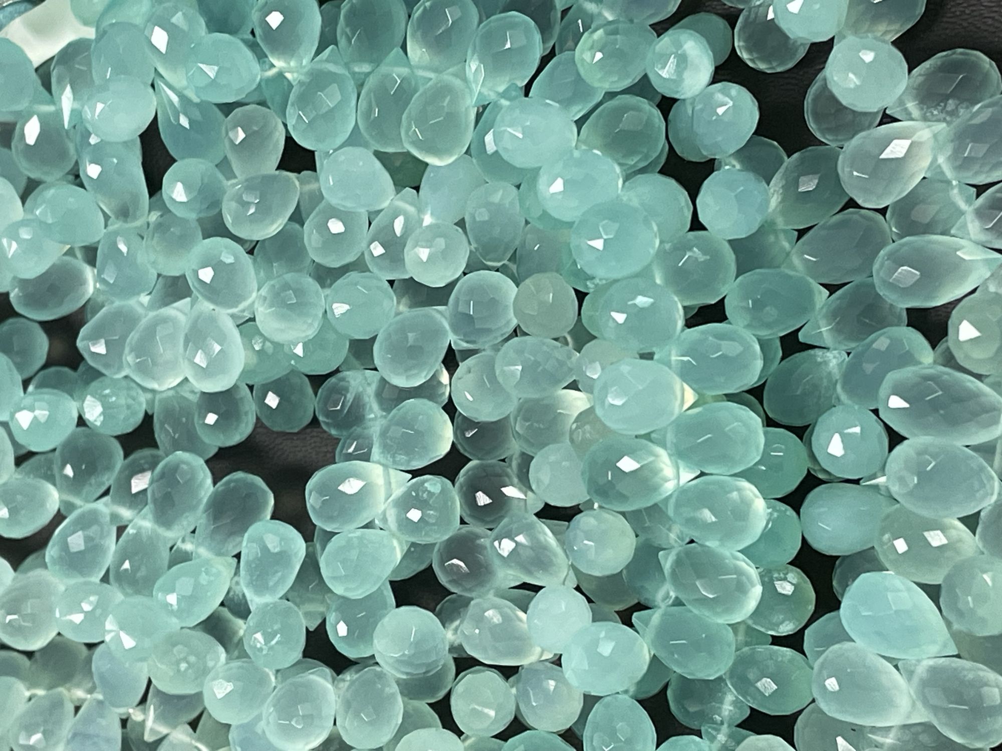 Aqua Chalcedony Drop Faceted