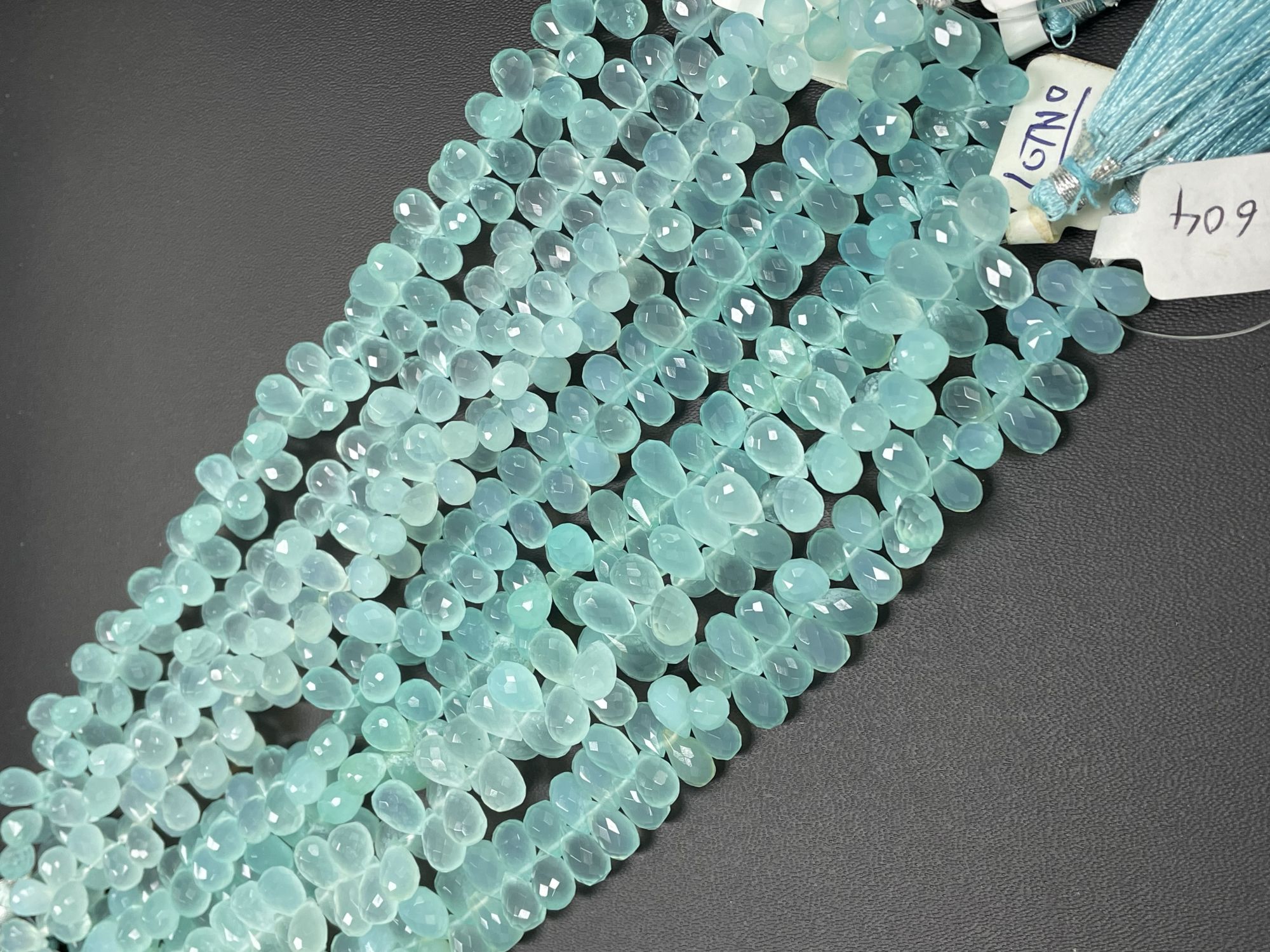 Aqua Chalcedony Drop Faceted