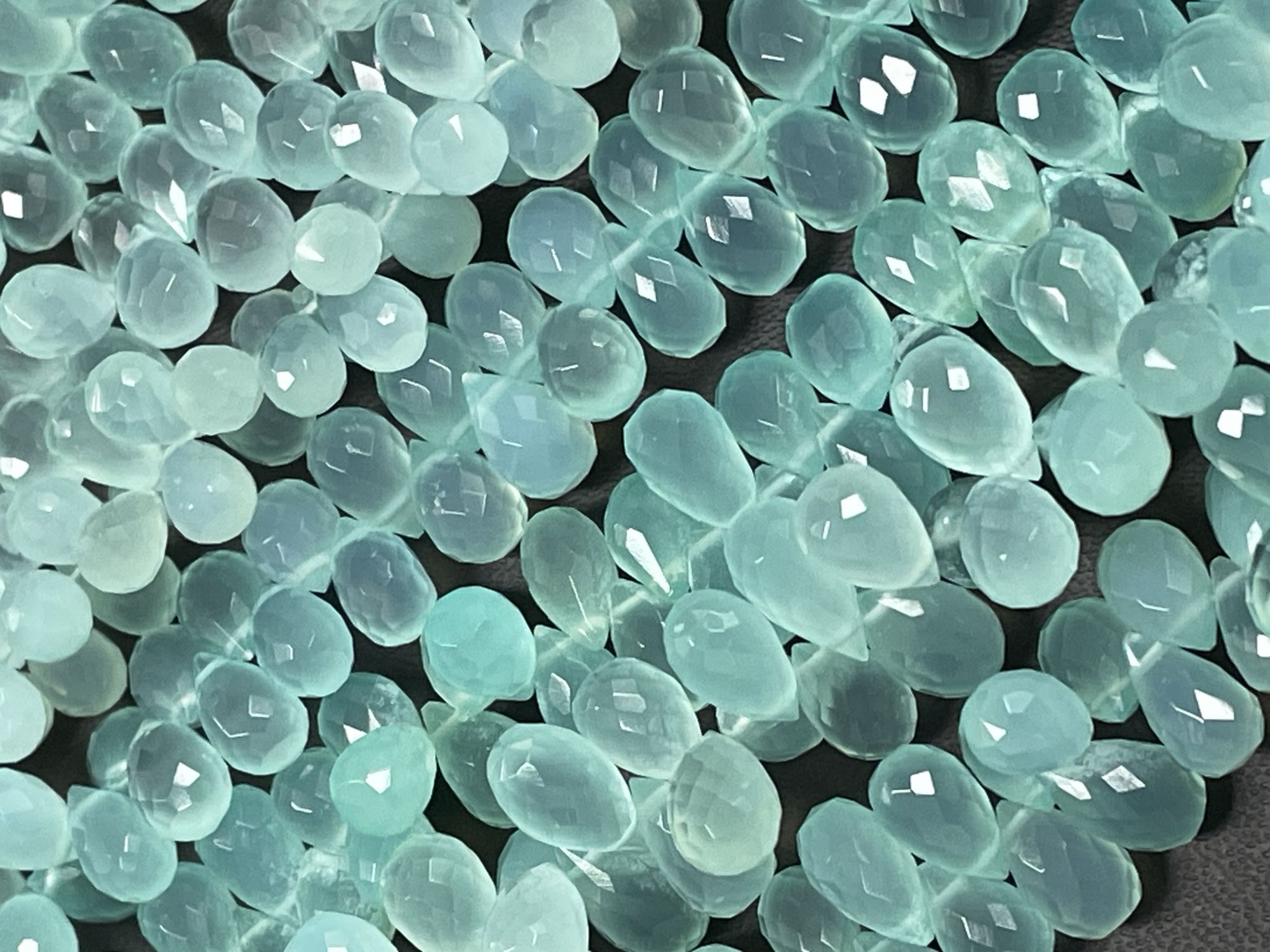Aqua Chalcedony Drop Faceted