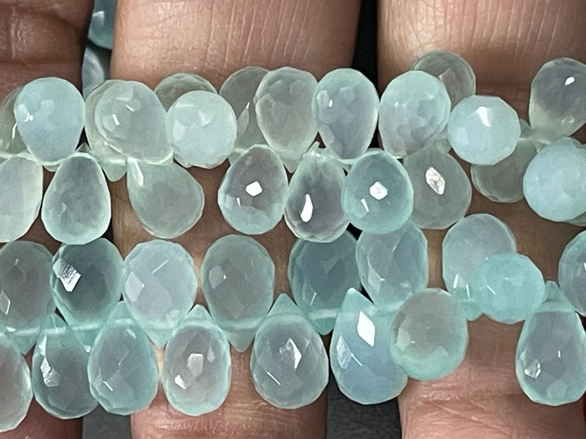 Aqua Chalcedony Drop Faceted