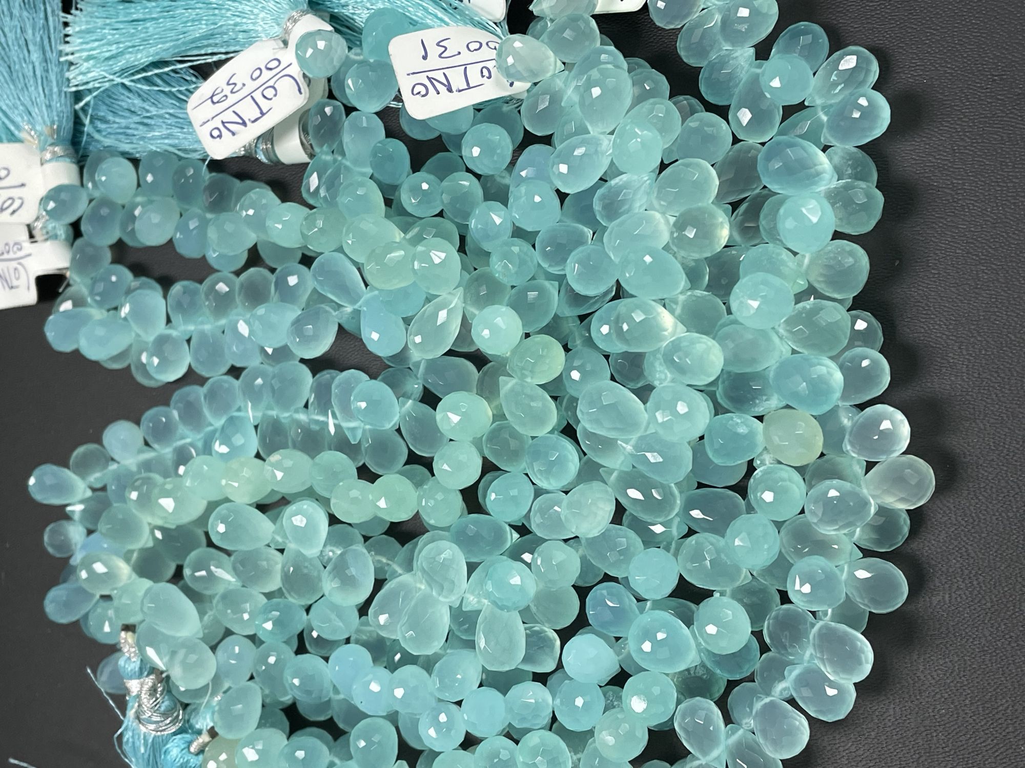 Aqua Chalcedony Drop Faceted