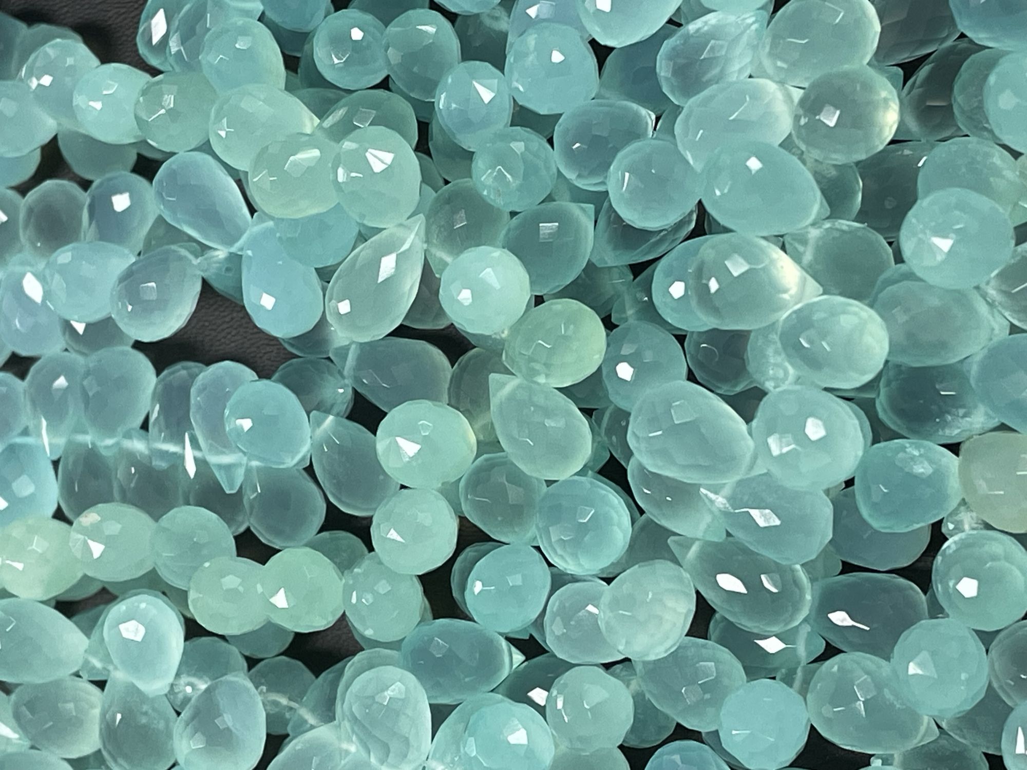 Aqua Chalcedony Drop Faceted
