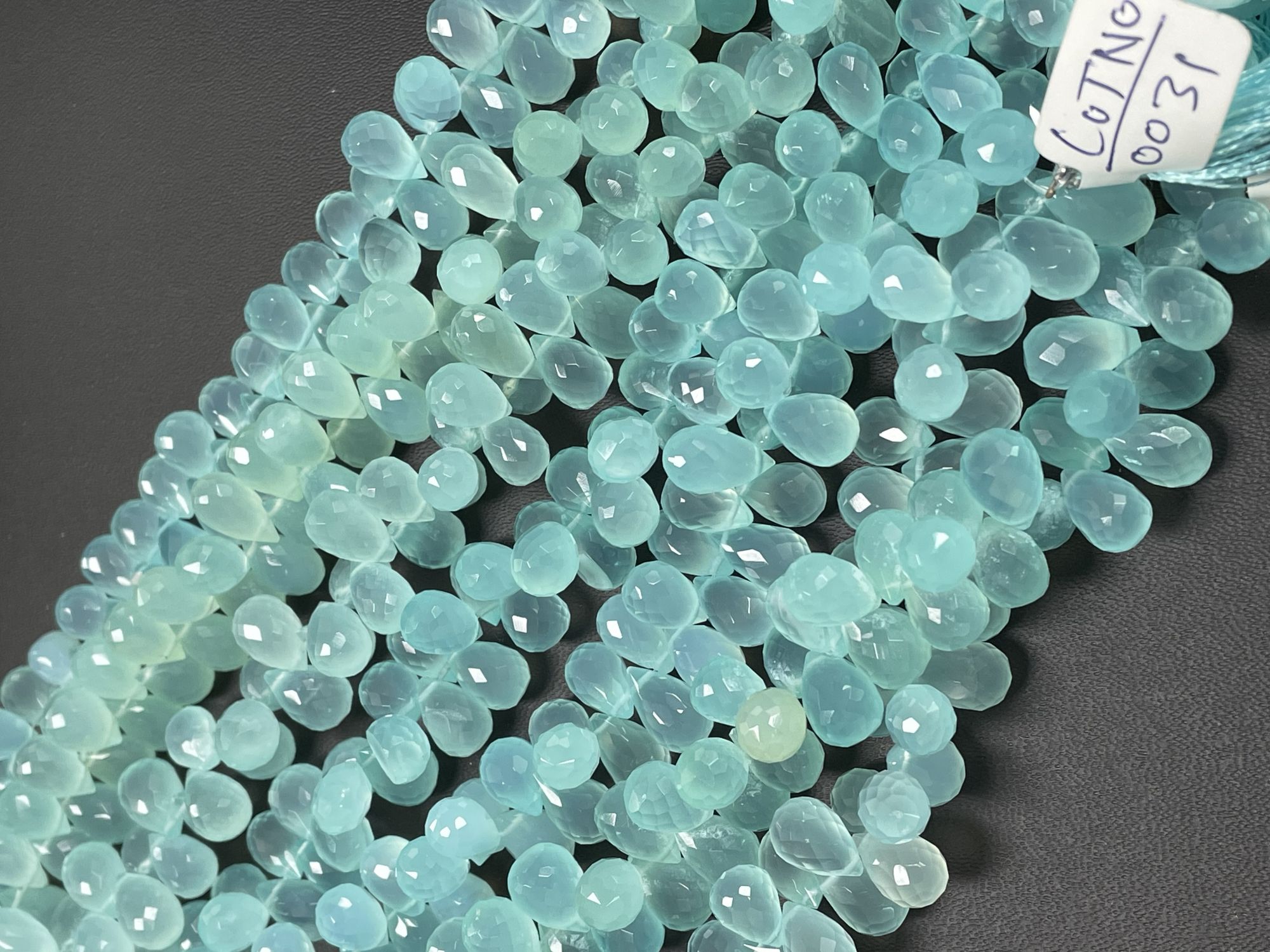 Aqua Chalcedony Drop Faceted
