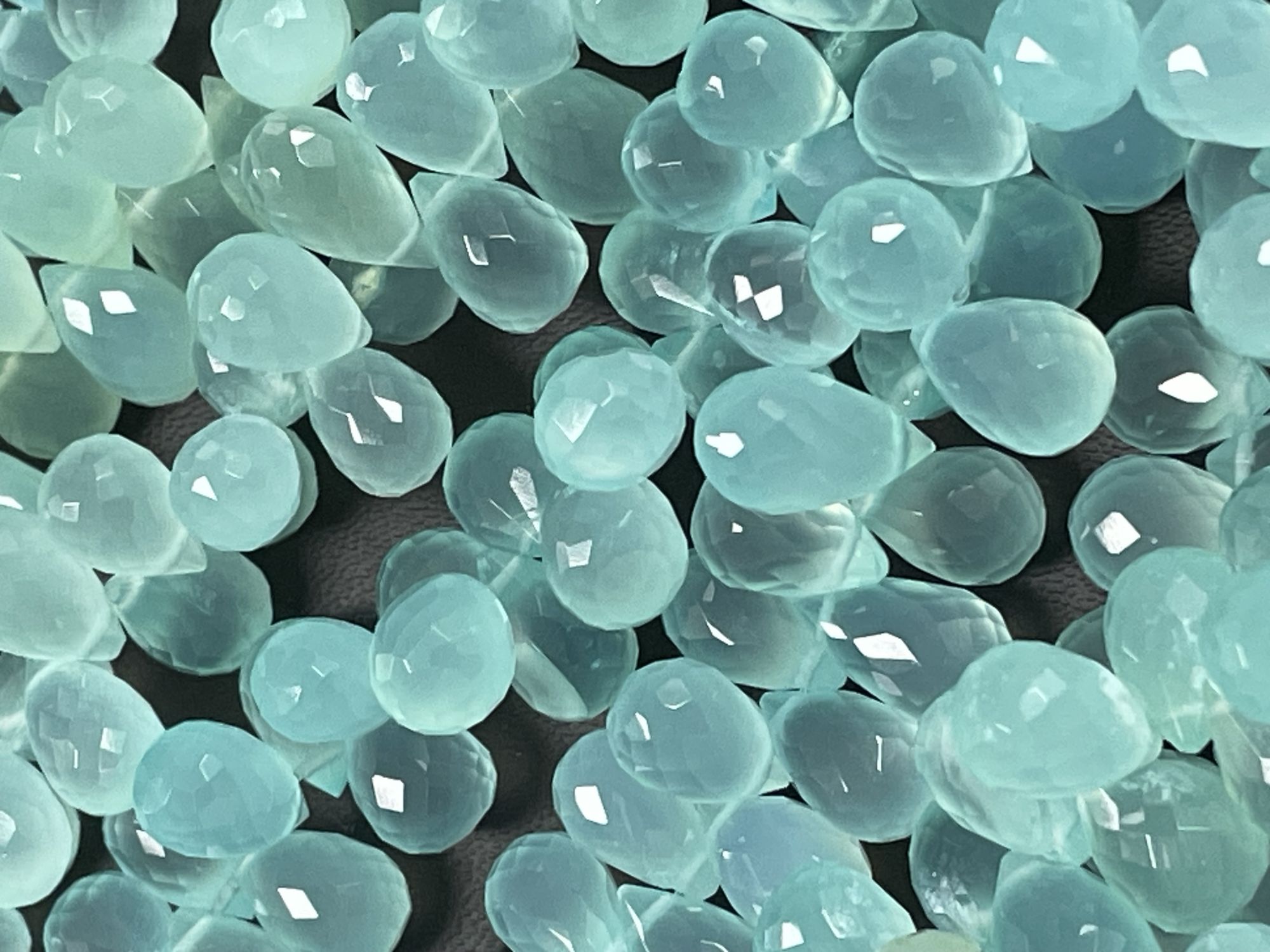 Aqua Chalcedony Drop Faceted