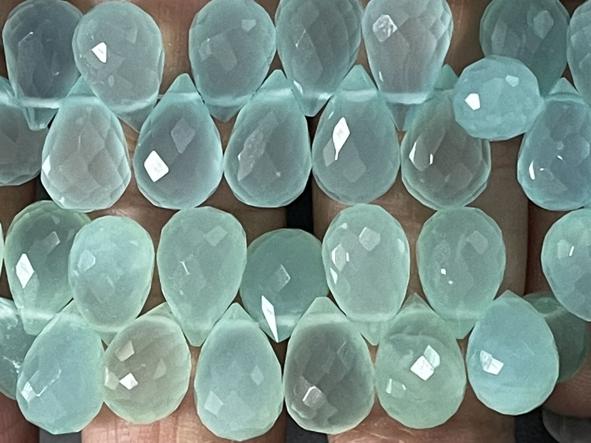 Aqua Chalcedony Drop Faceted