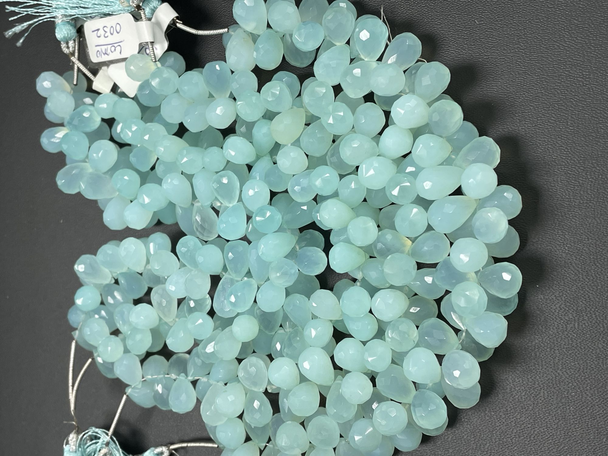 Aqua Chalcedony Drop Faceted