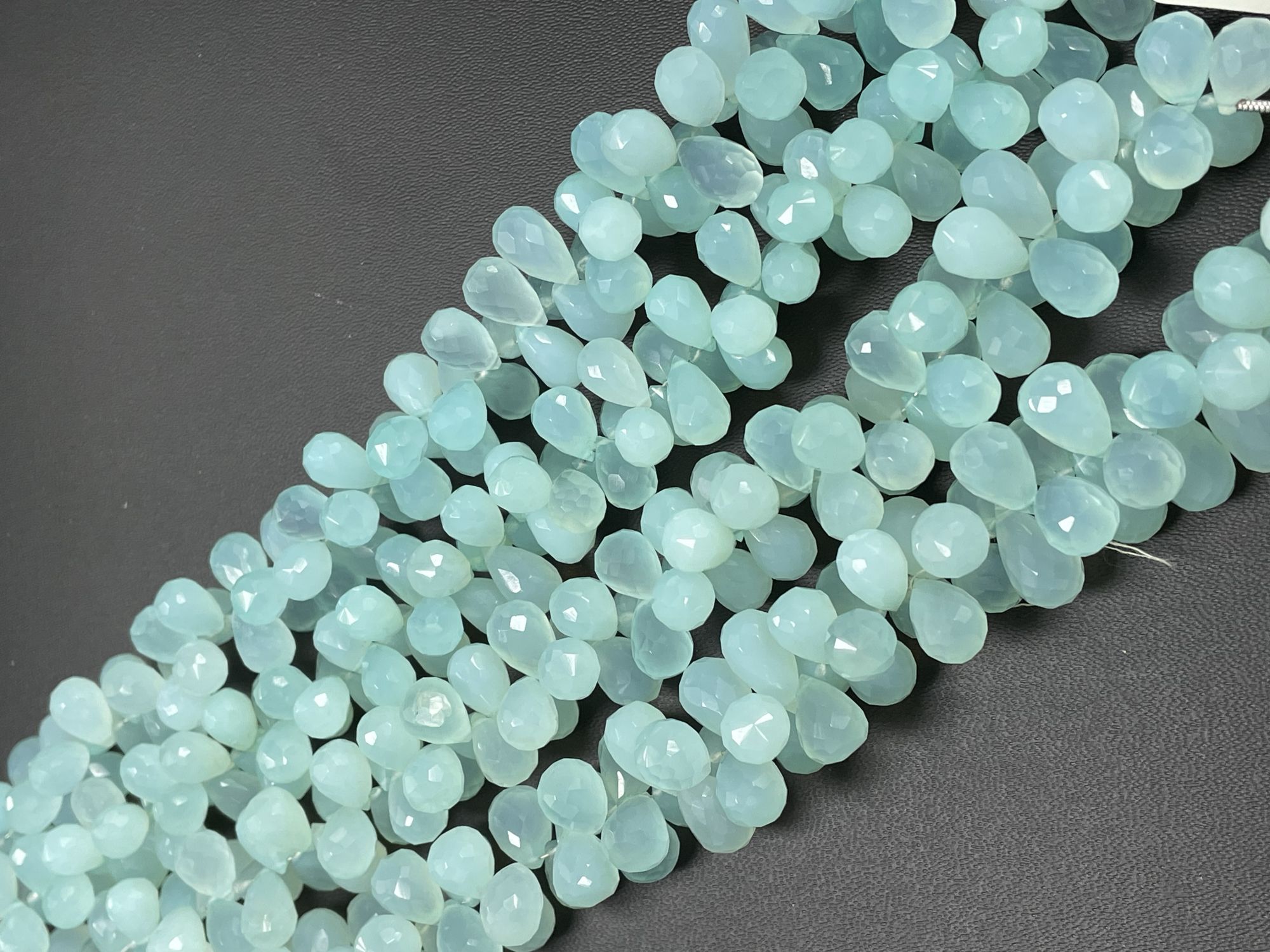 Aqua Chalcedony Drop Faceted