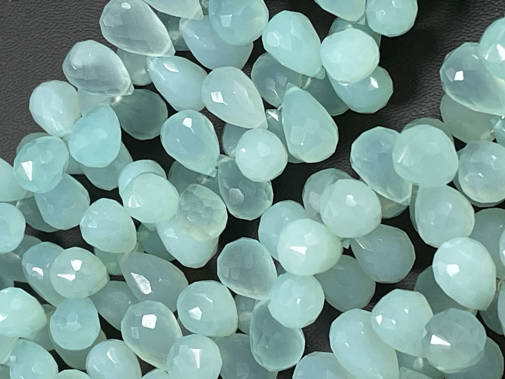 Aqua Chalcedony Drop Faceted