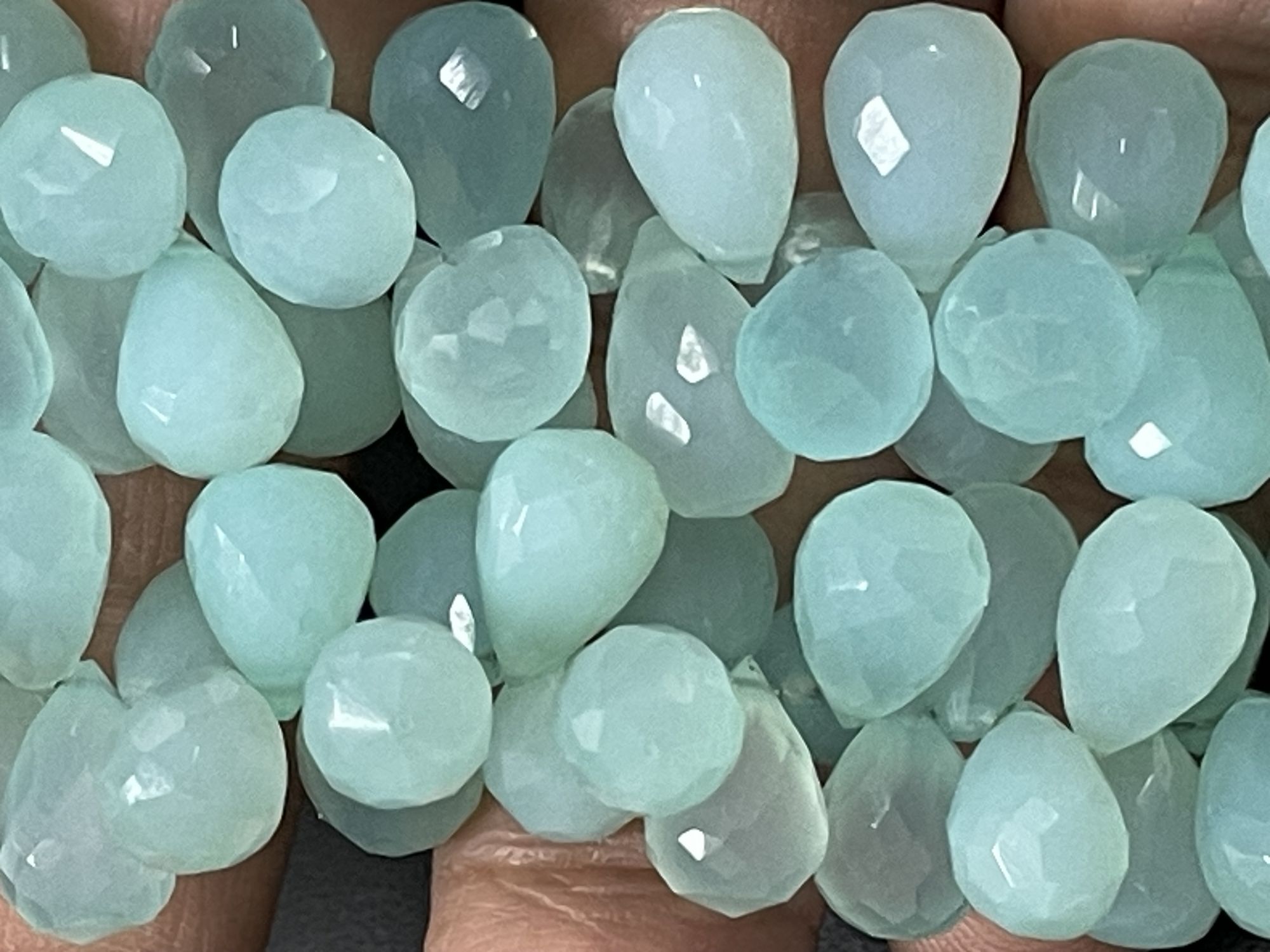 Aqua Chalcedony Drop Faceted