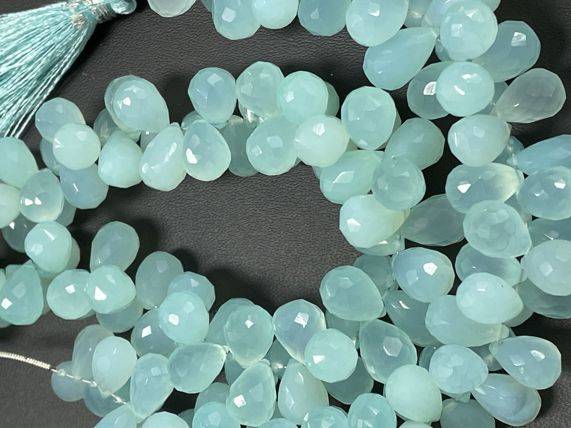 Aqua Chalcedony Drop Faceted