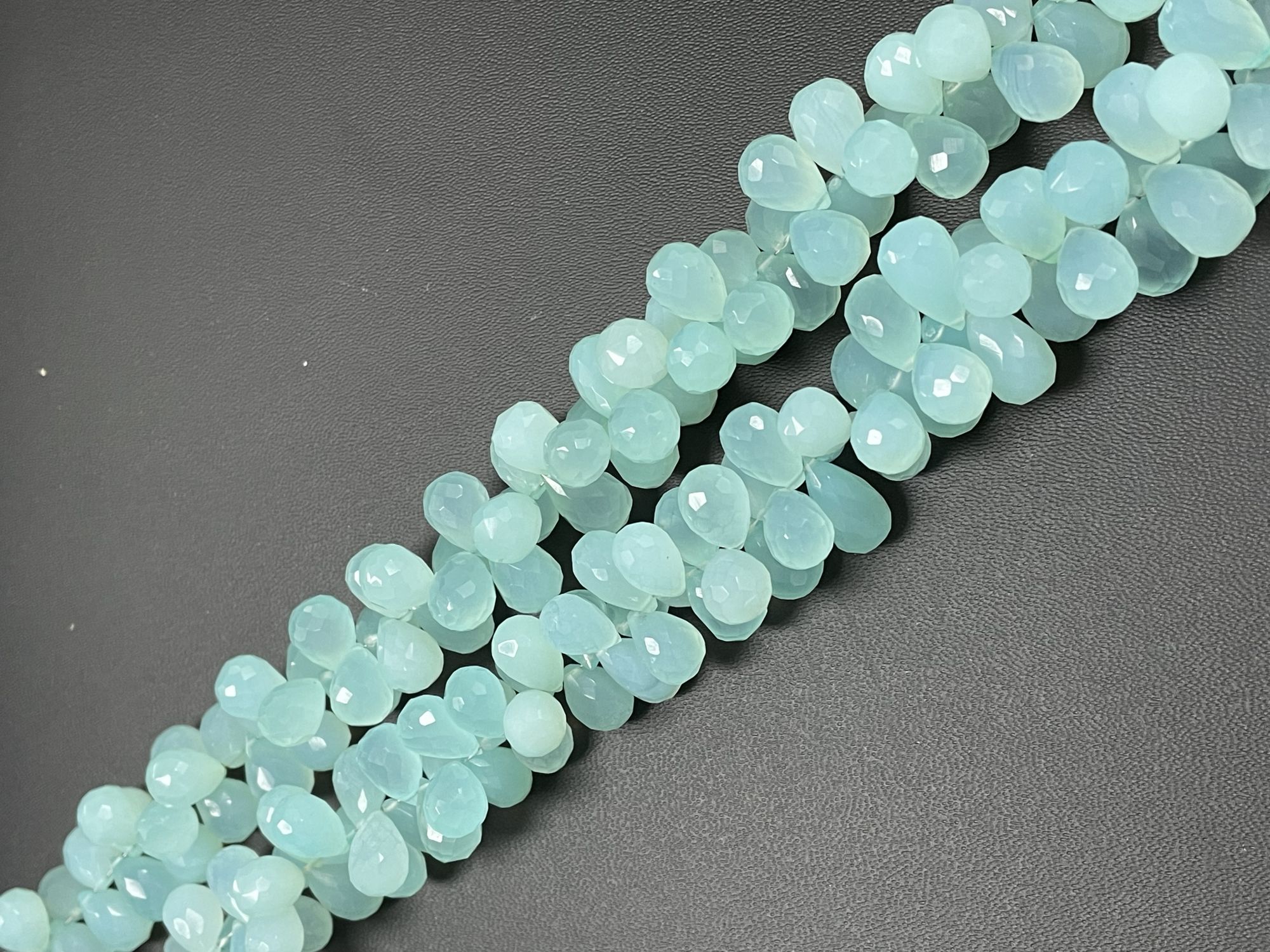 Aqua Chalcedony Drop Faceted