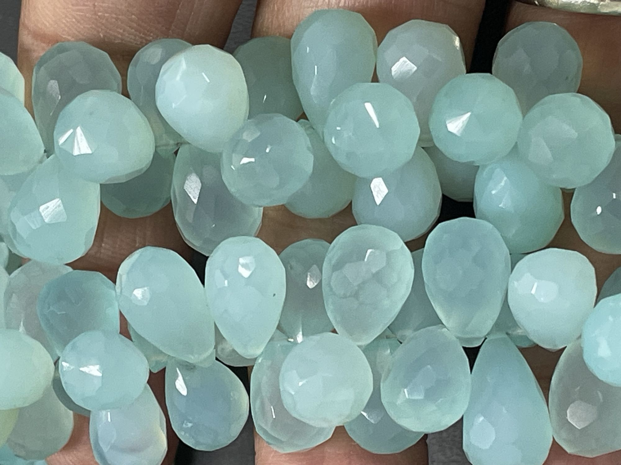 Aqua Chalcedony Drop Faceted