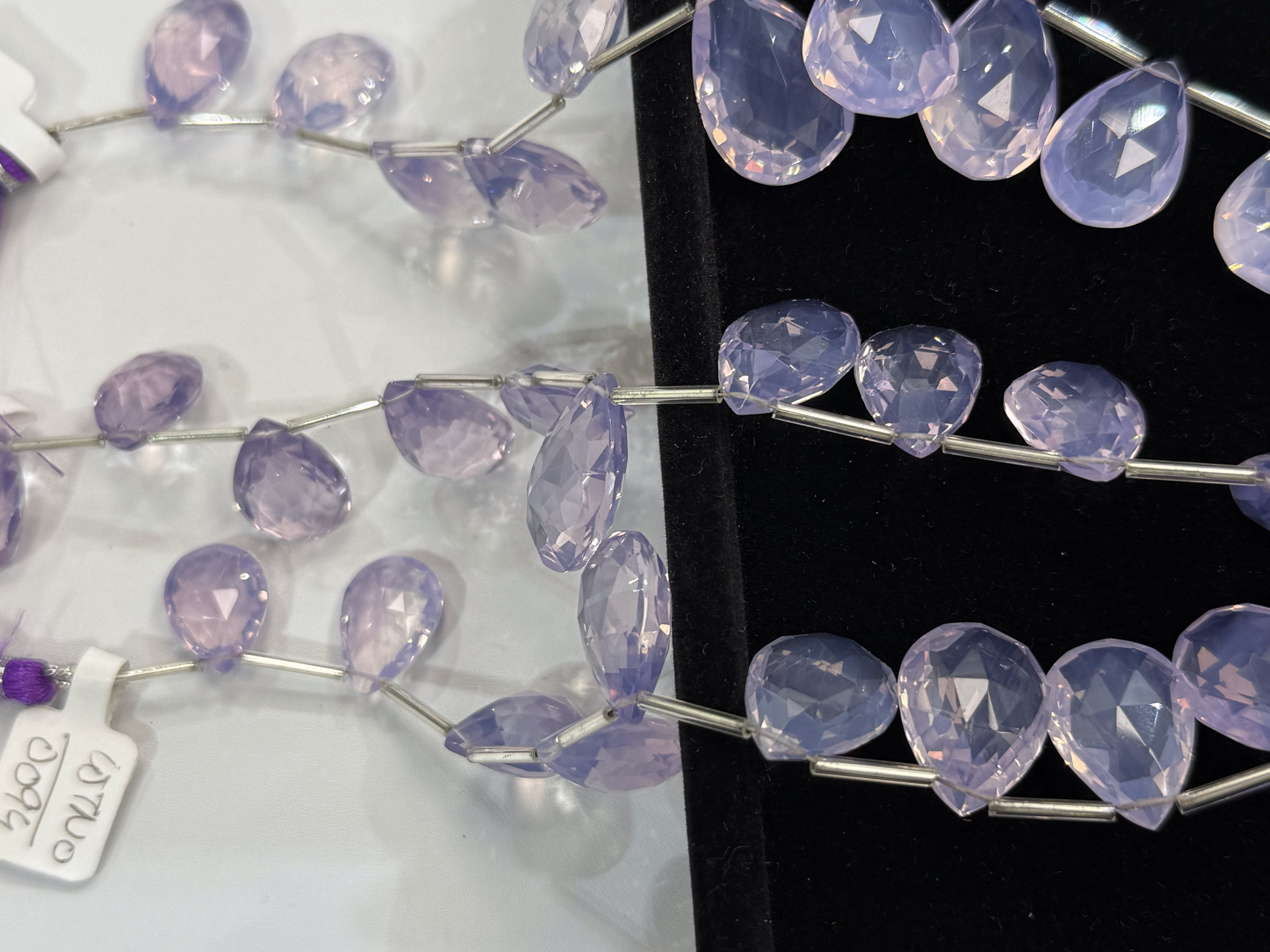 SCOROLITE LAVENDER QUARTZ PEARS FACETED