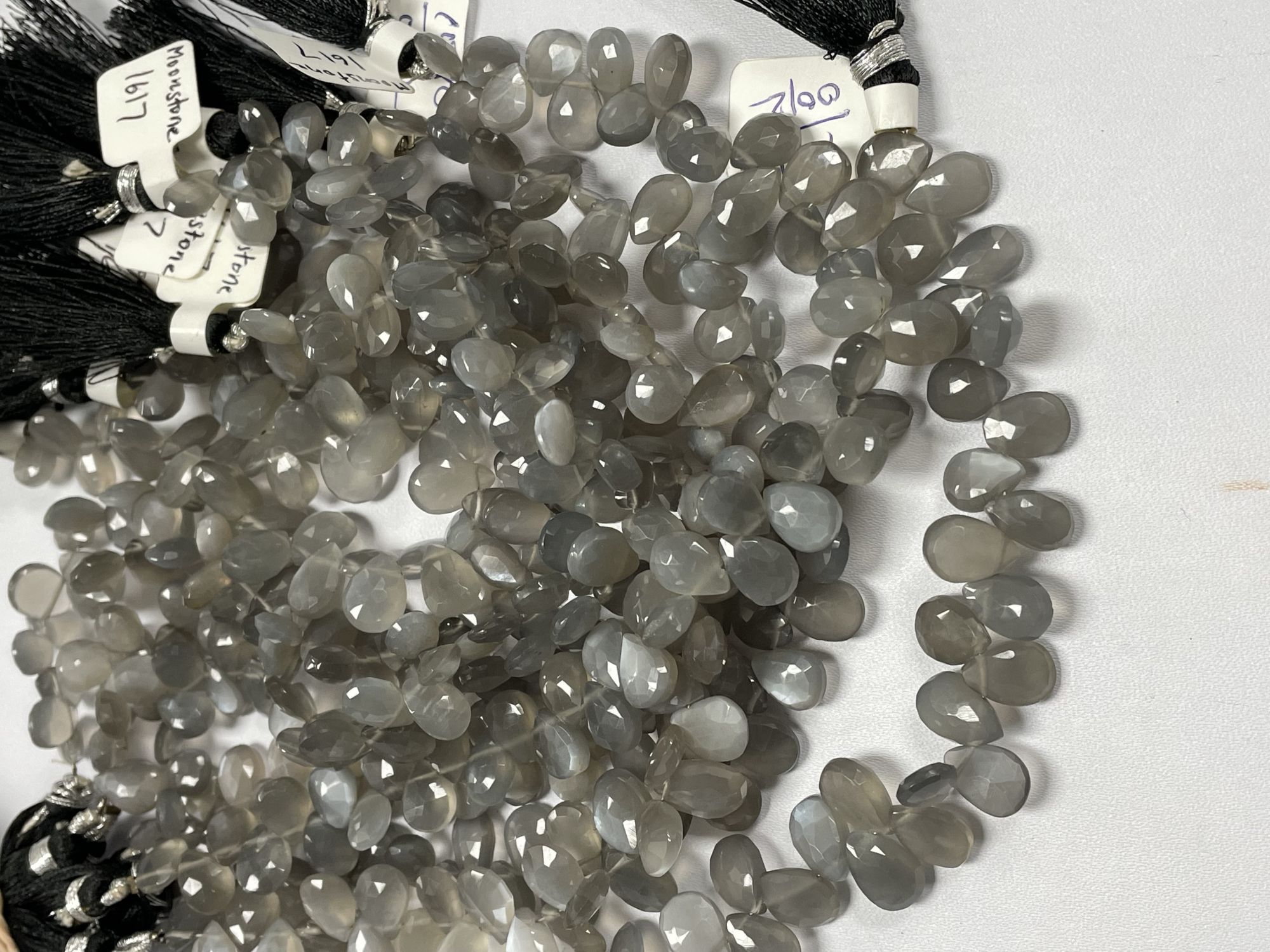 Grey Moonstone Pear Faceted