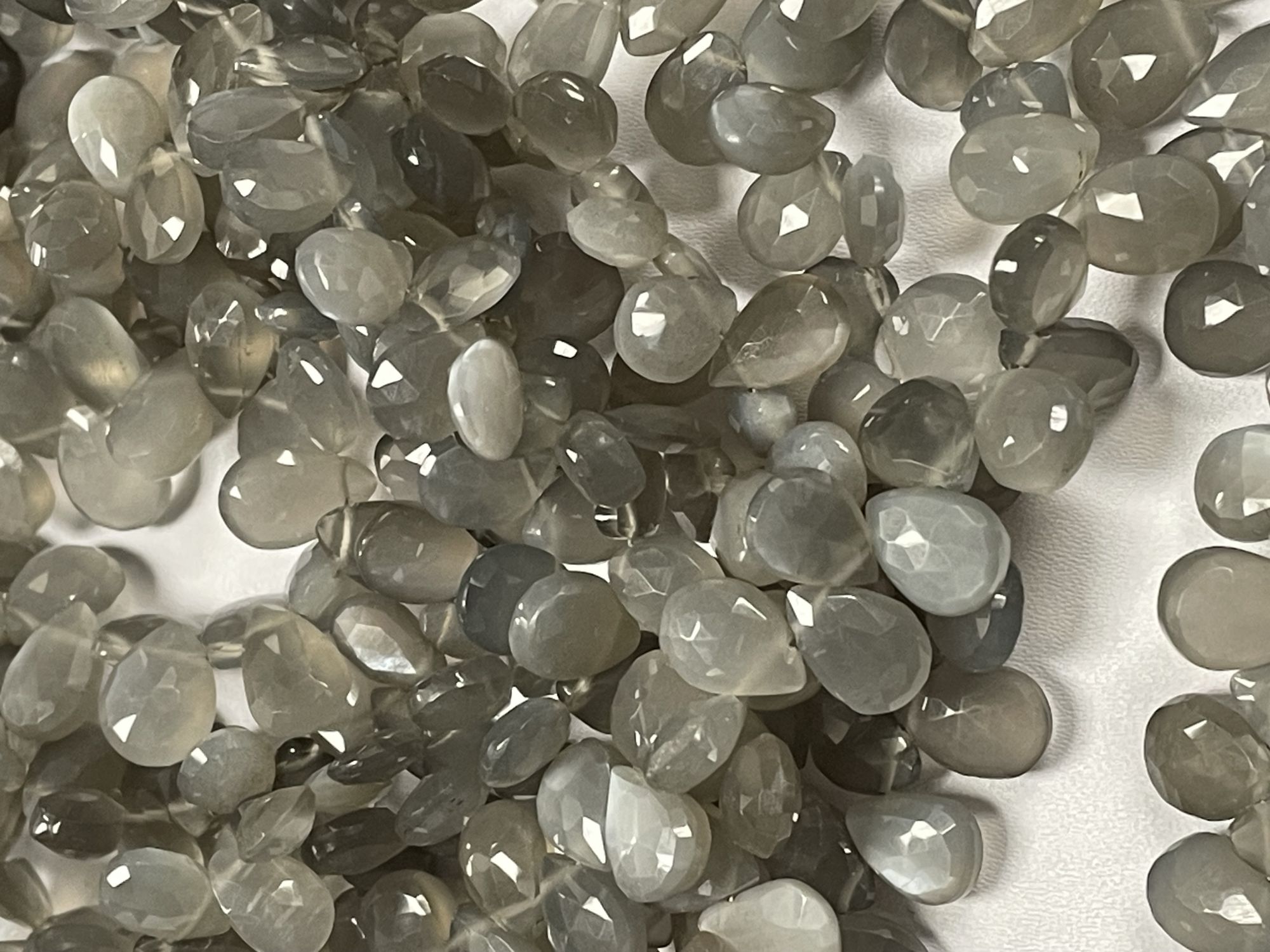Grey Moonstone Pear Faceted