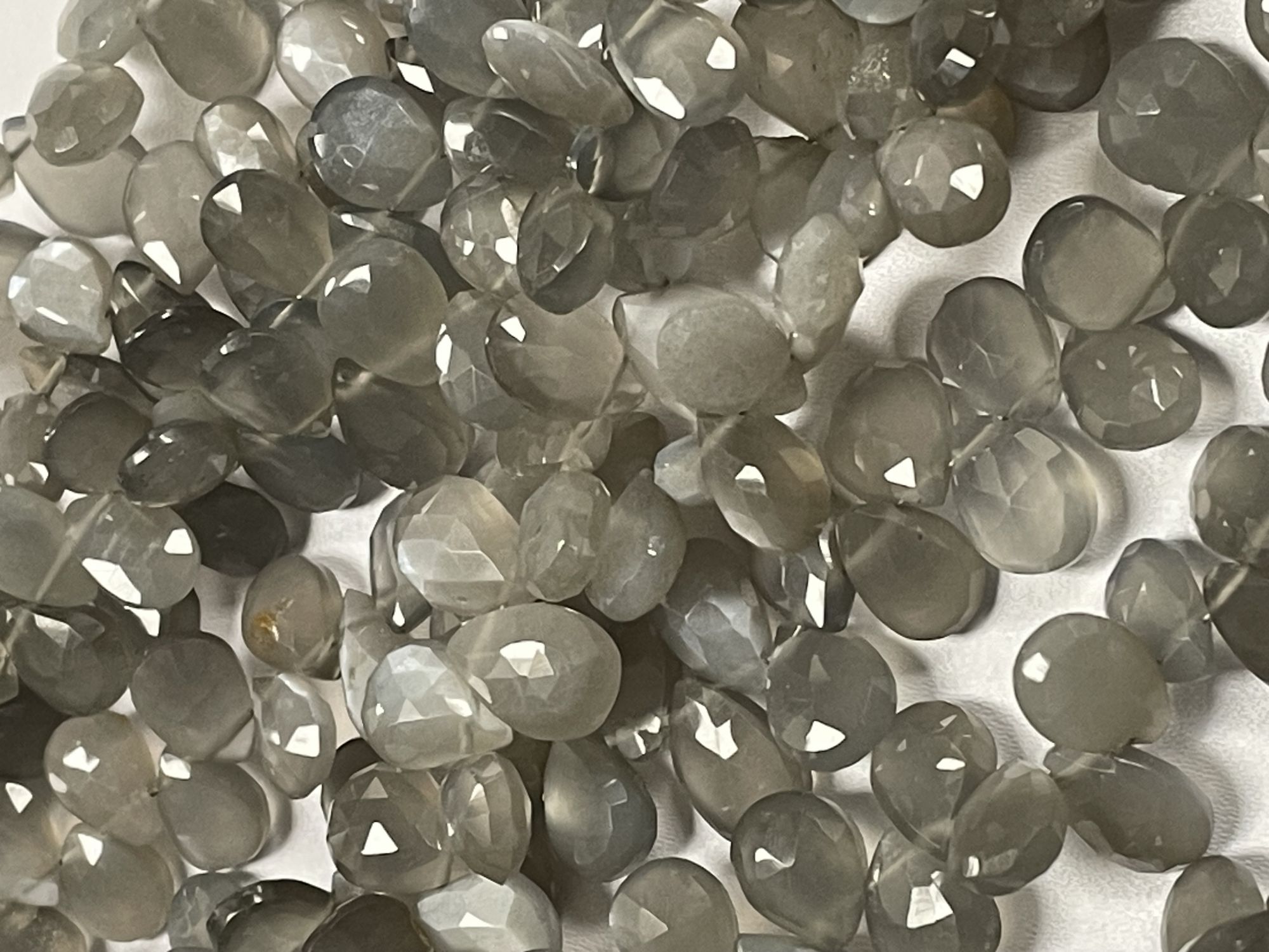 Grey Moonstone Pear Faceted