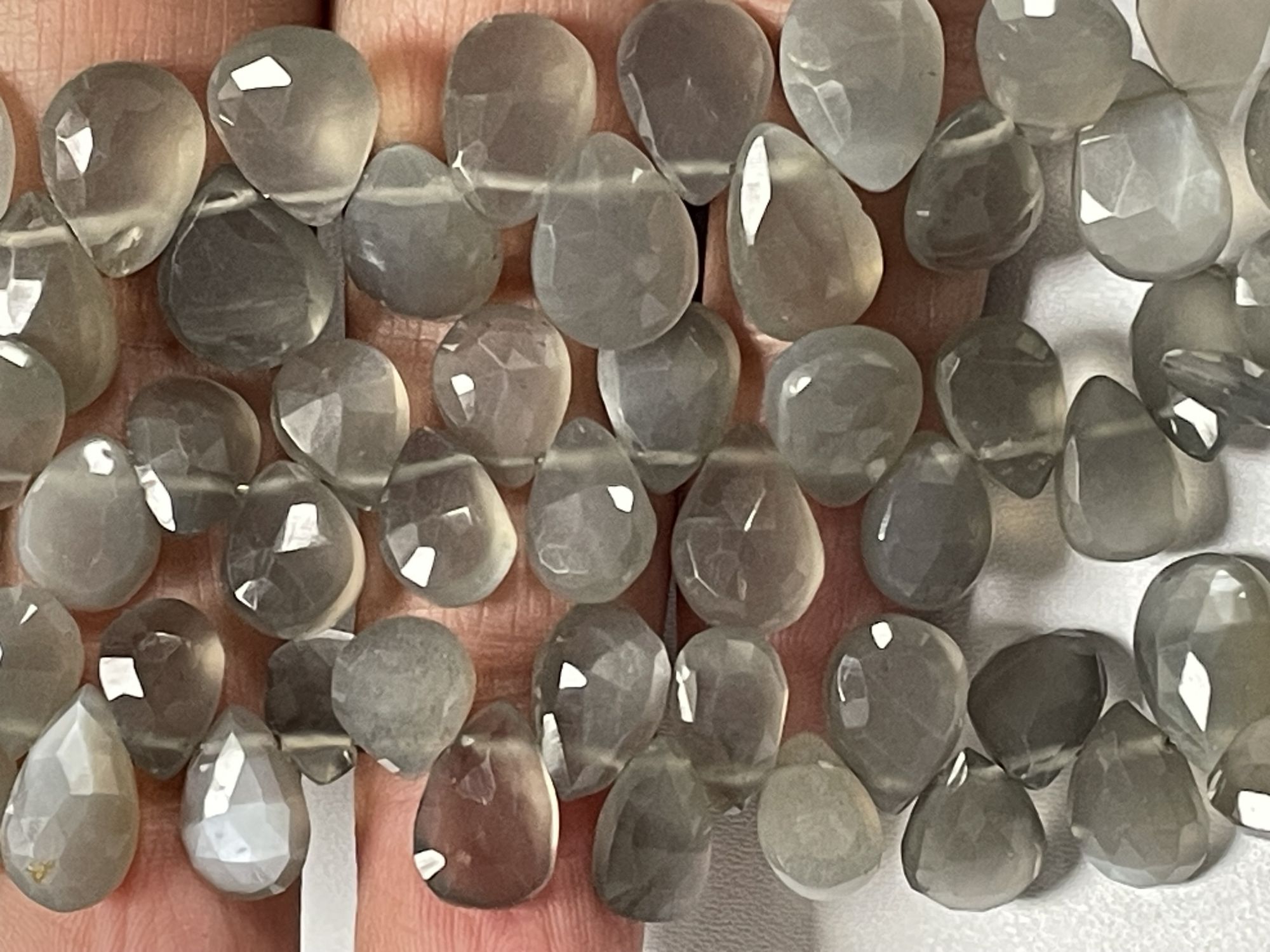 Grey Moonstone Pear Faceted