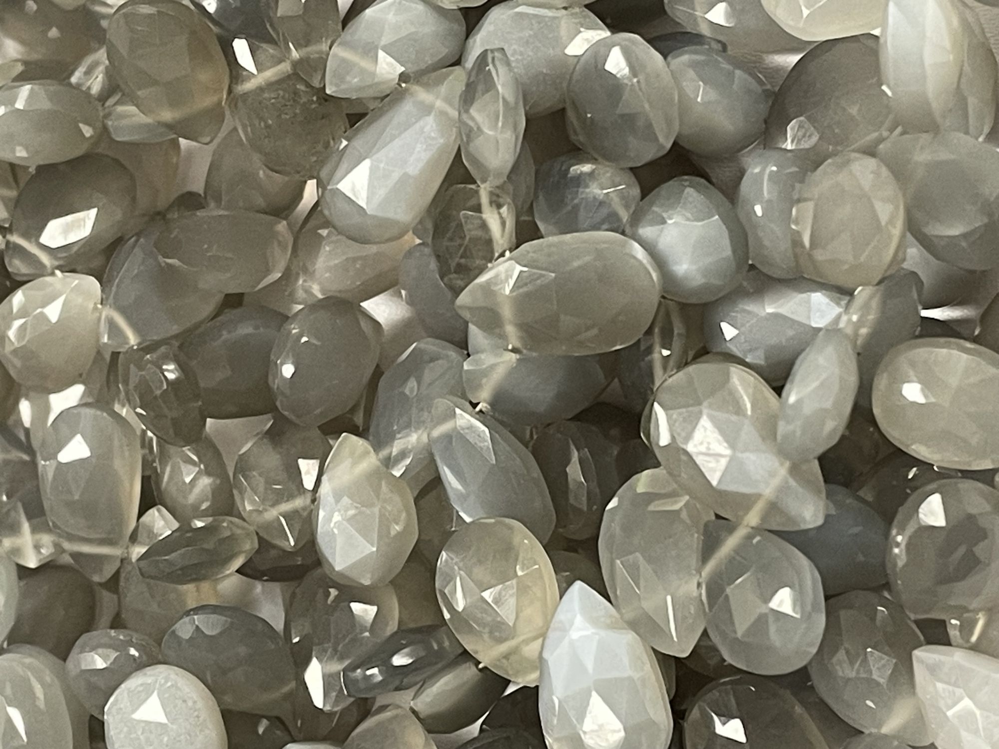 Grey Moonstone Pear Faceted
