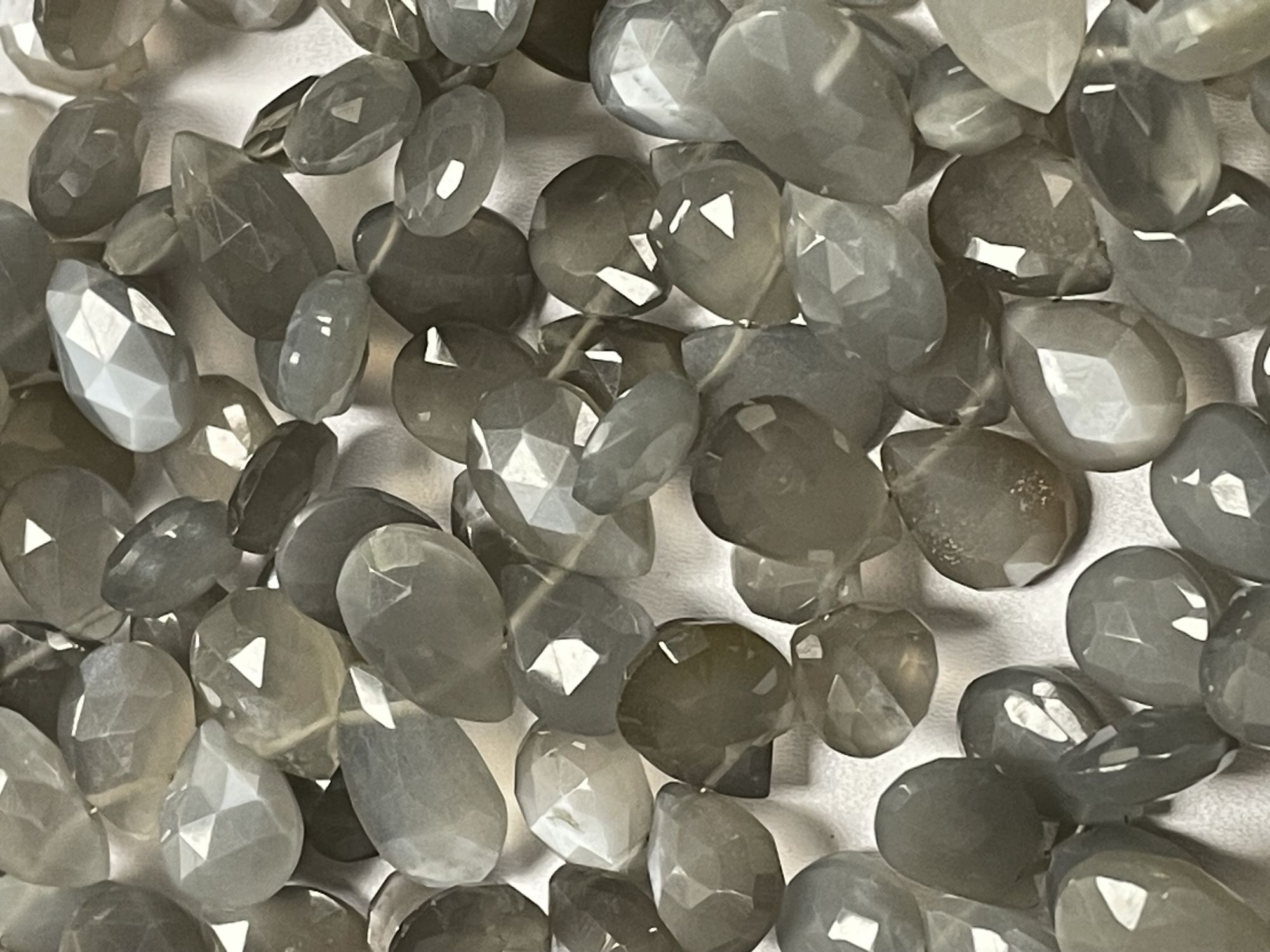 Grey Moonstone Pear Faceted