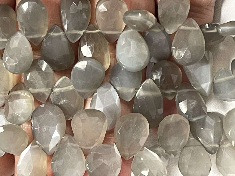 Grey Moonstone Pear Faceted