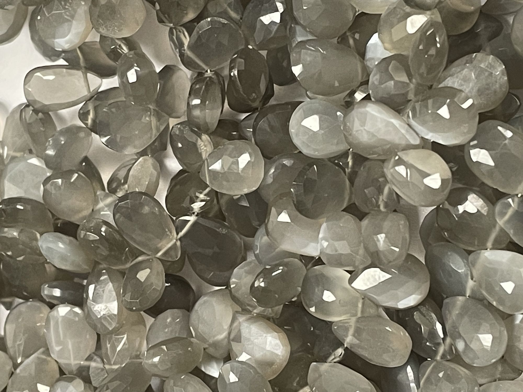 Grey Moonstone Pear Faceted