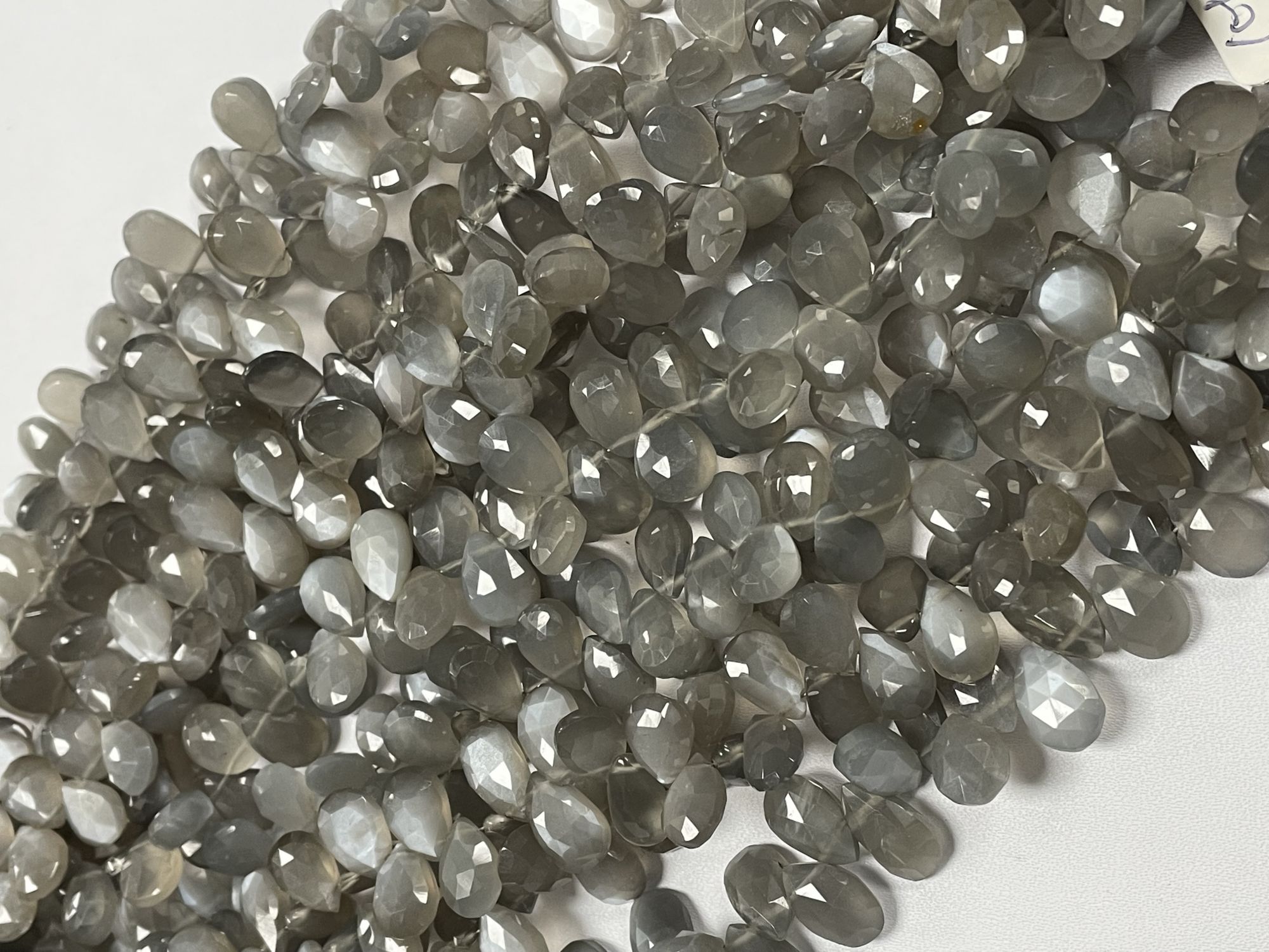 Grey Moonstone Pear Faceted